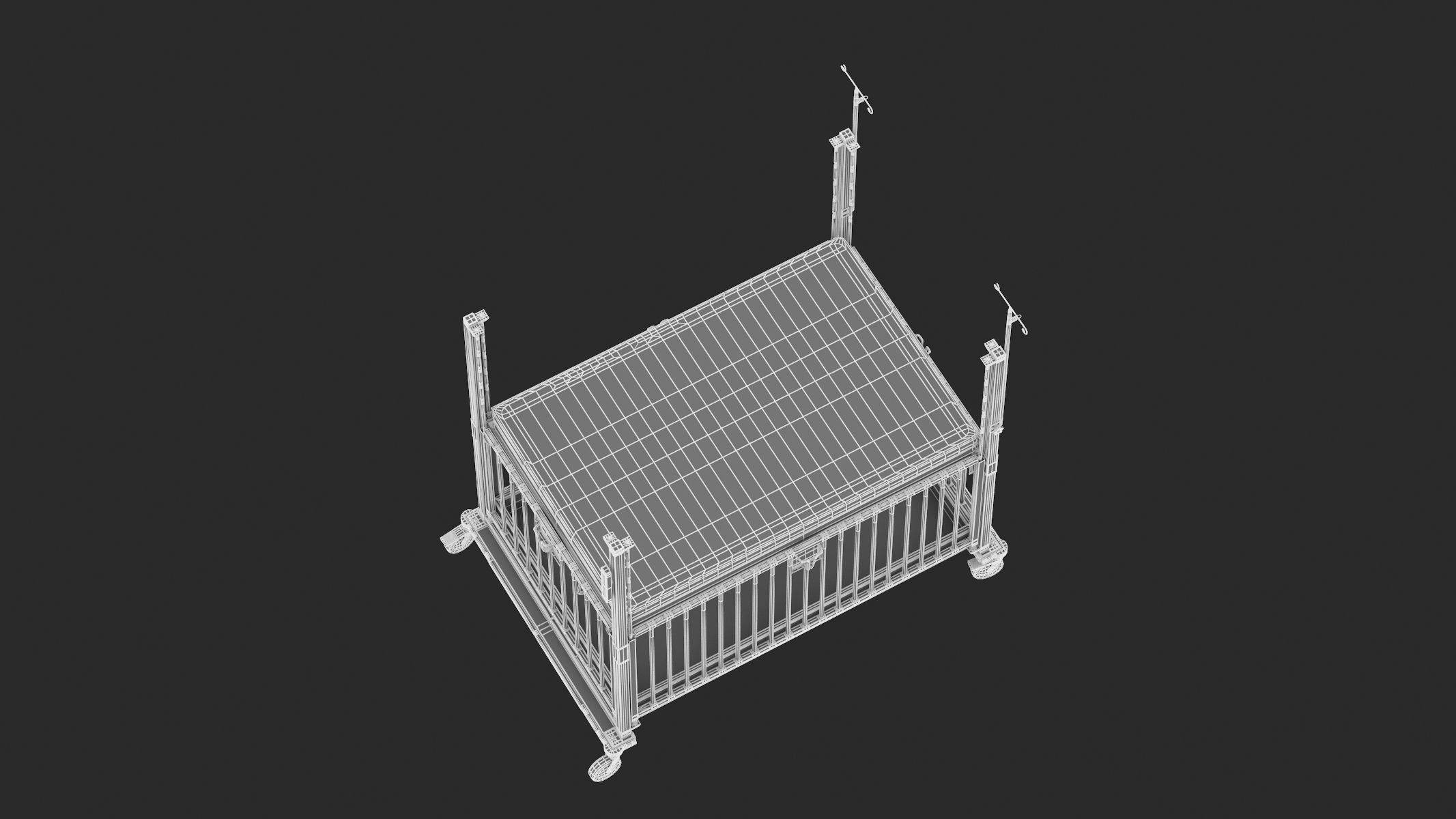 Medical Baby Crib PBR Realistic 3D model_7