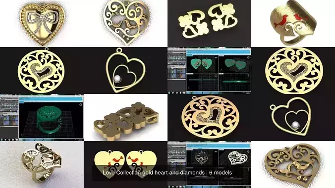 Love Collection gold heart and diamonds