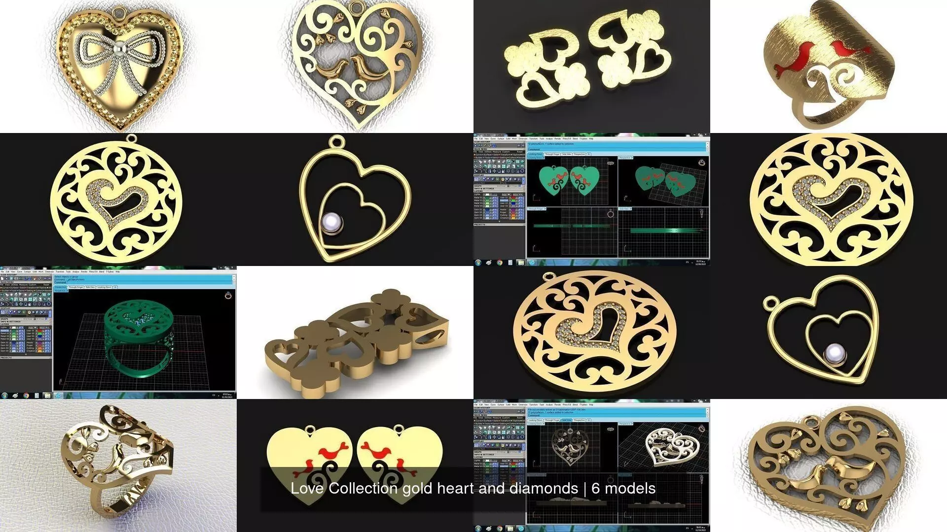 Love Collection gold heart and diamonds _0