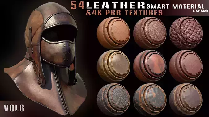 54 leather smart materials and 4k PBR textures - Vol 6 Texture