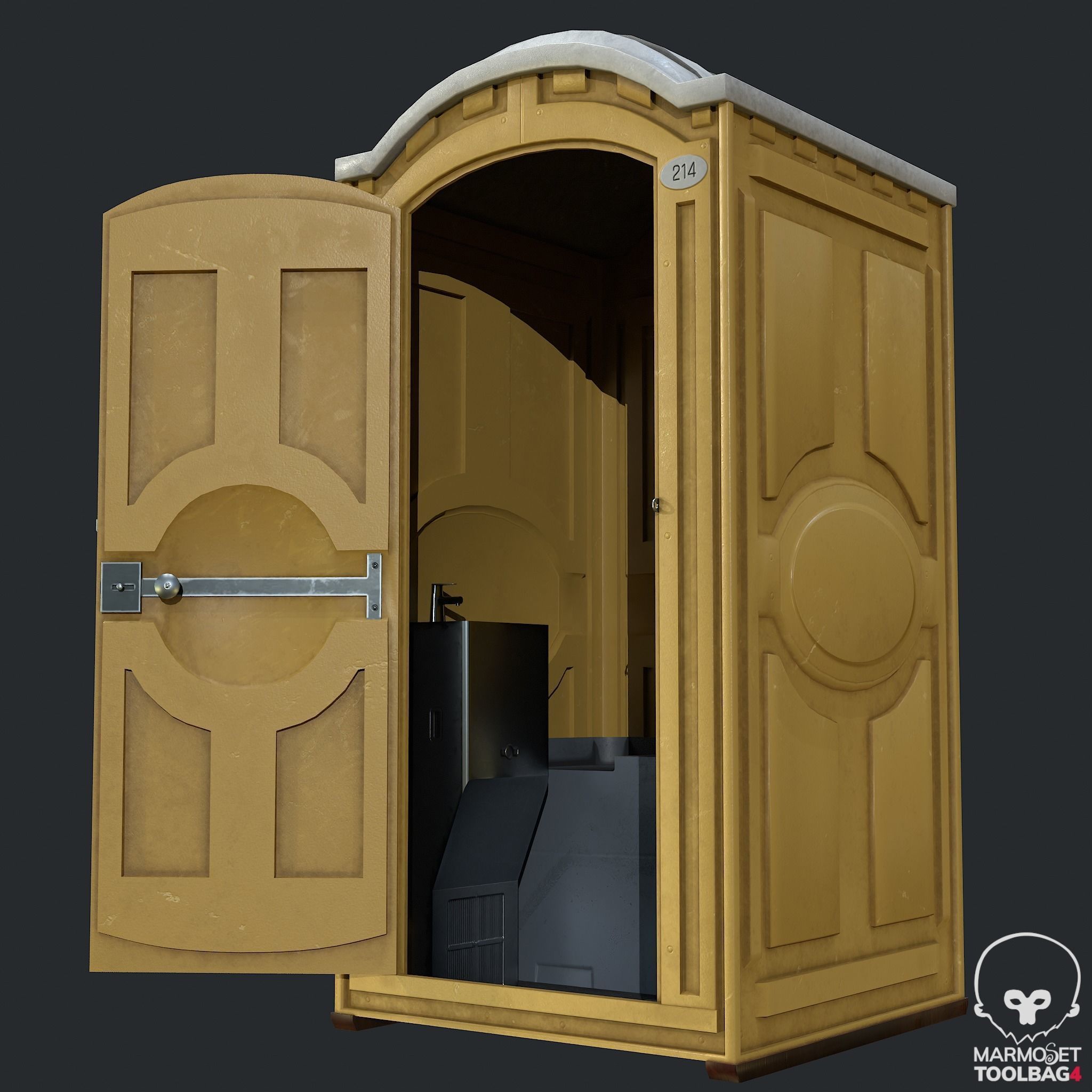 PBR Portable Toilet - WC Low-poly 3D model_12