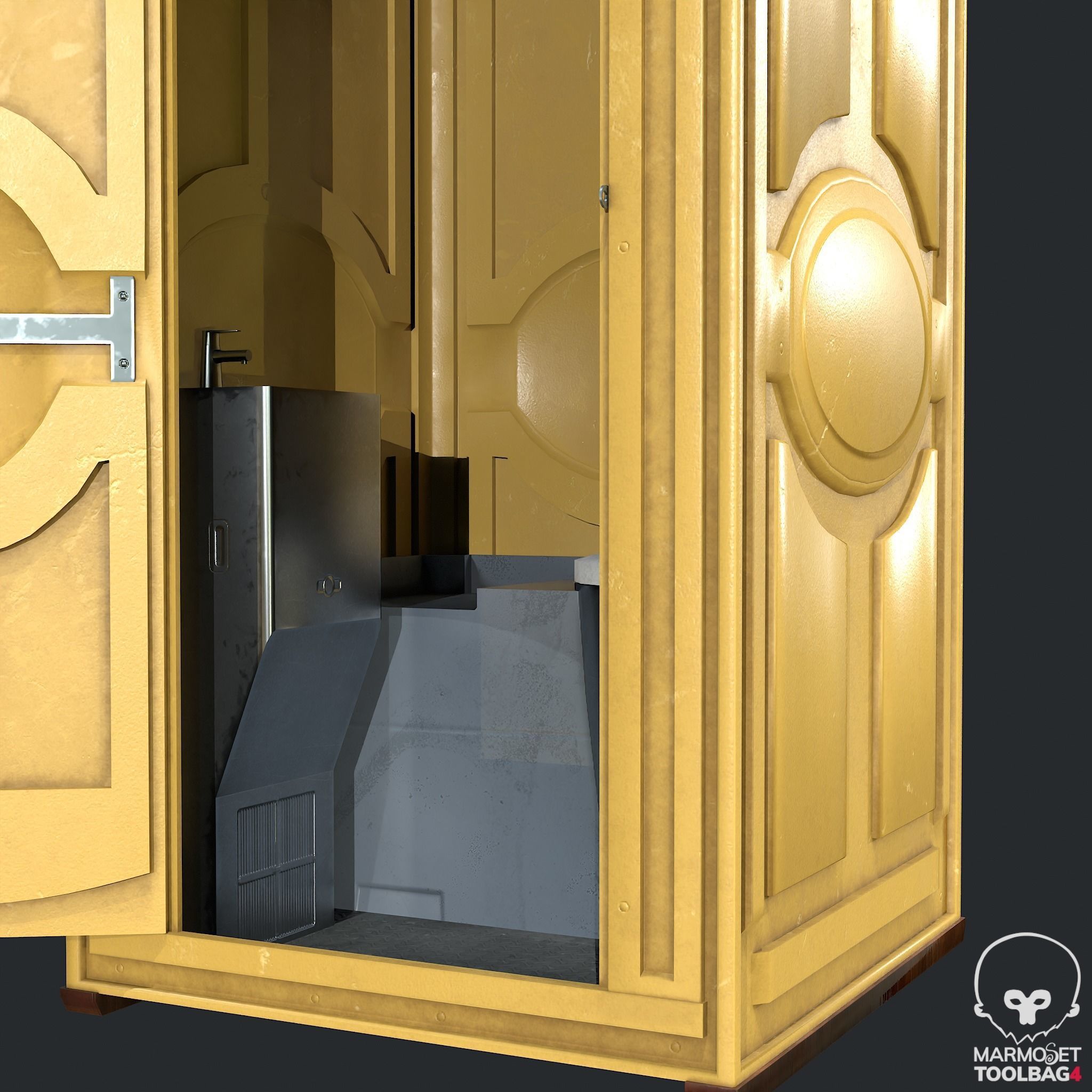 PBR Portable Toilet - WC Low-poly 3D model_6