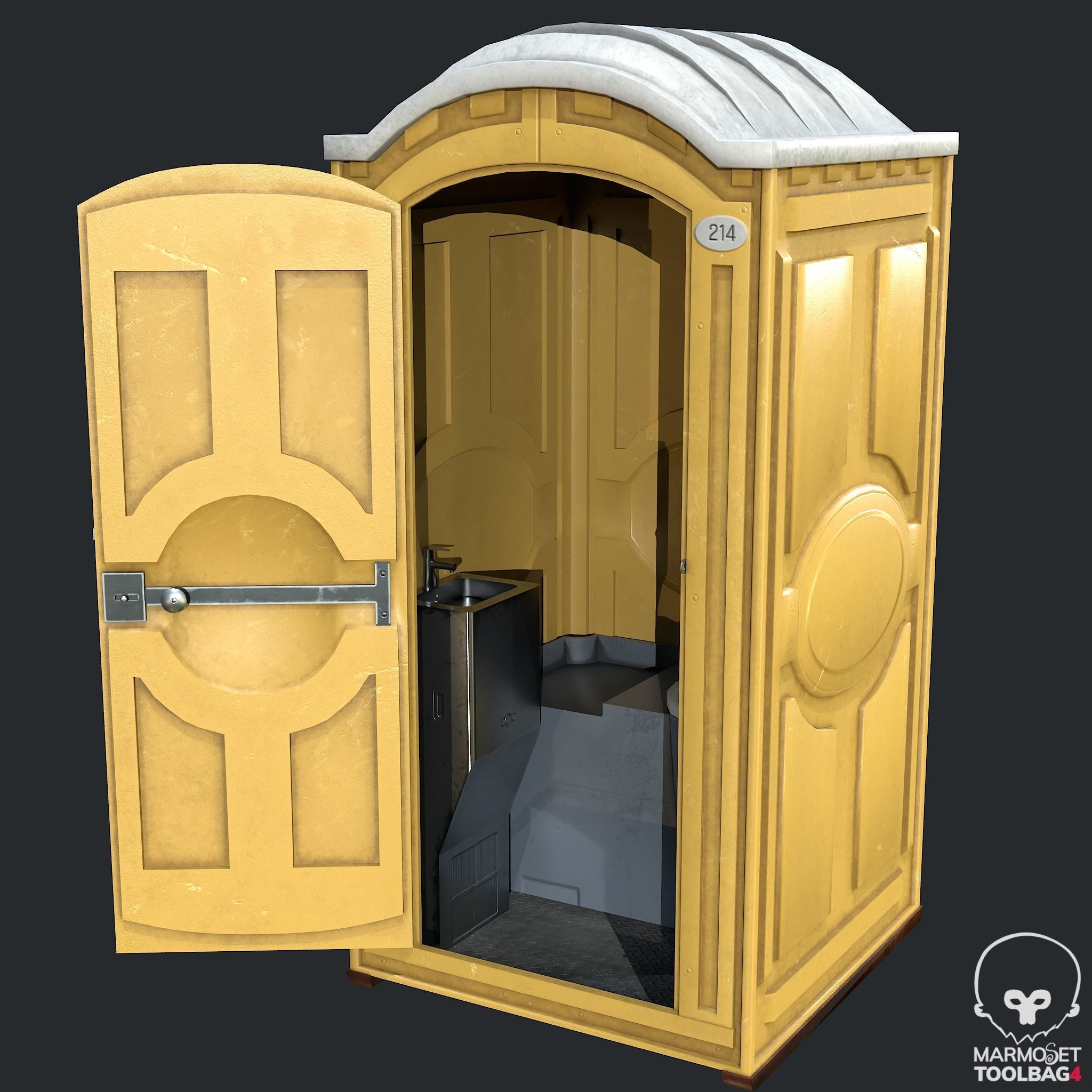 PBR Portable Toilet - WC Low-poly 3D model_7