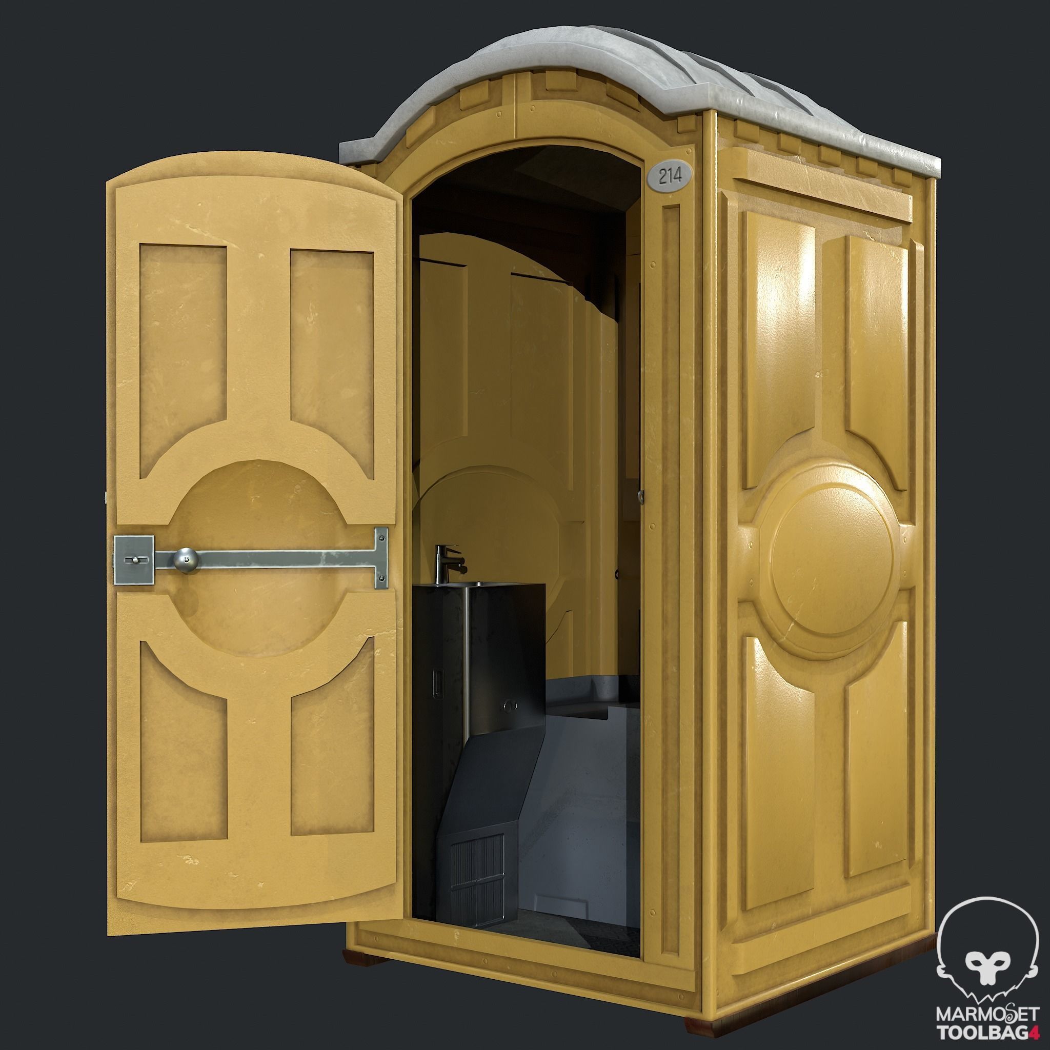 PBR Portable Toilet - WC Low-poly 3D model_4