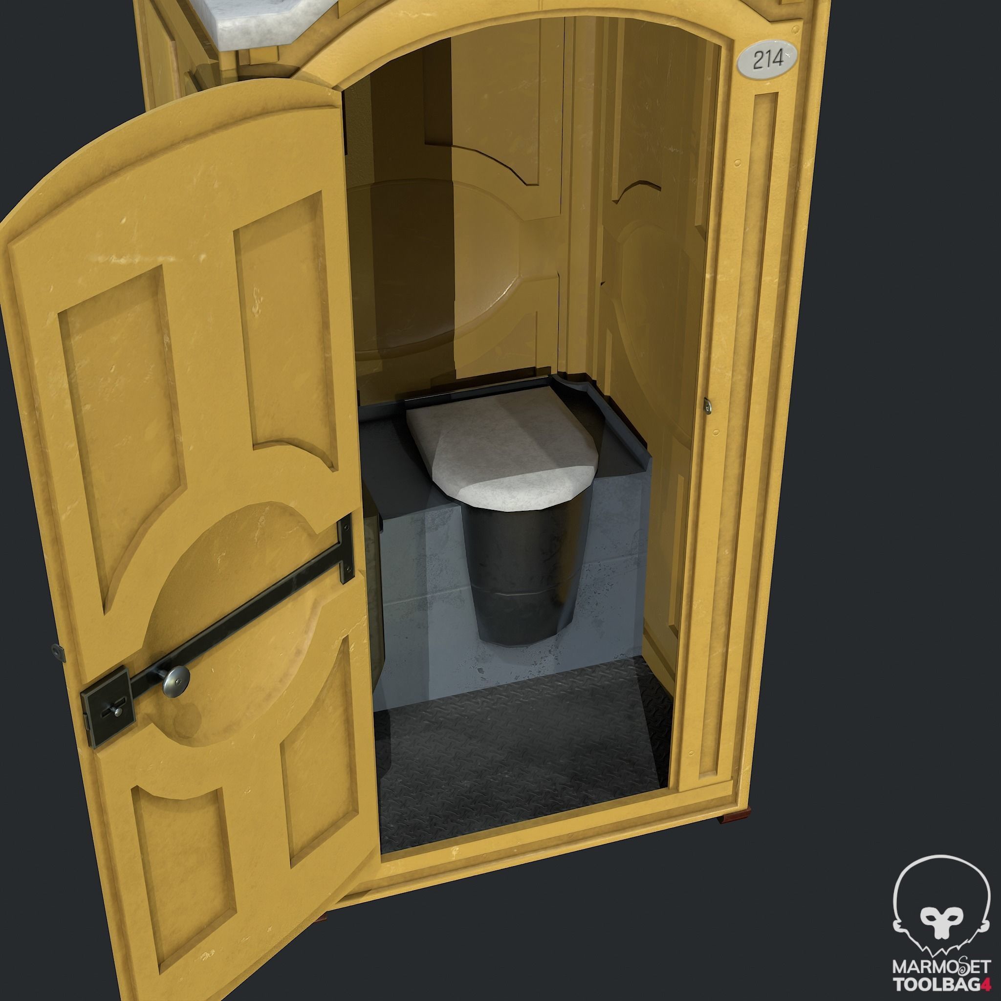 PBR Portable Toilet - WC Low-poly 3D model_8