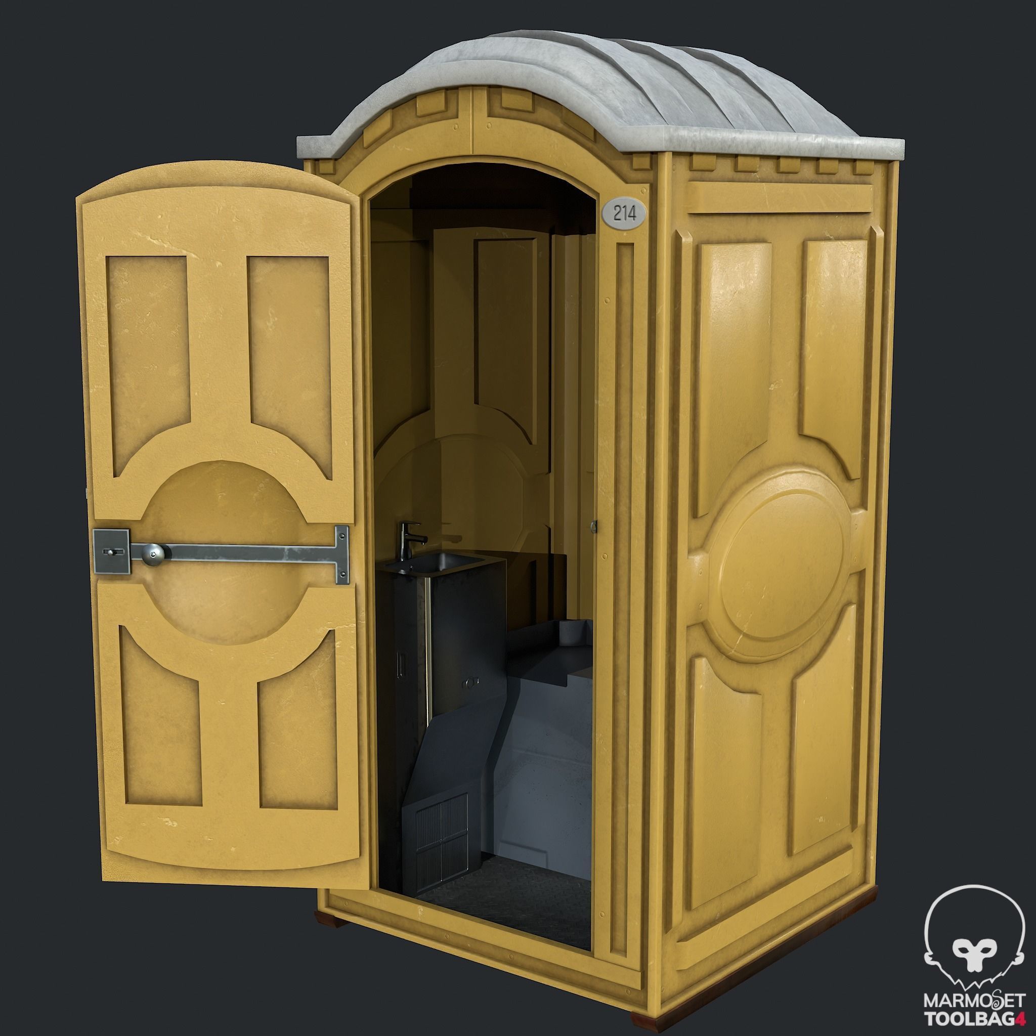 PBR Portable Toilet - WC Low-poly 3D model_5