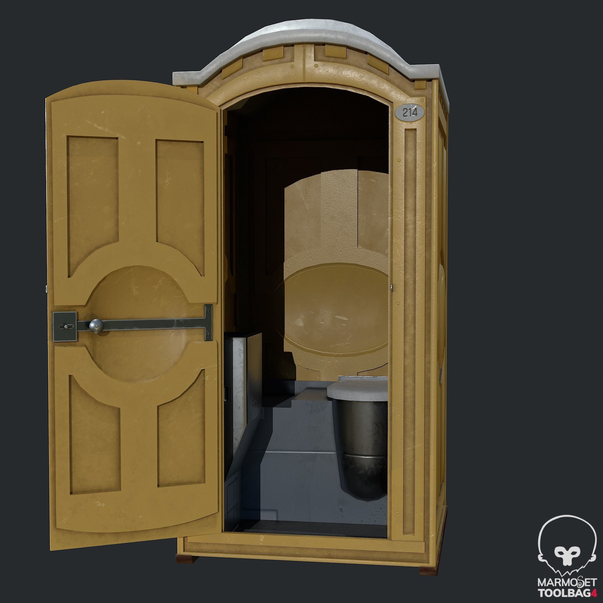 PBR Portable Toilet - WC Low-poly 3D model_9