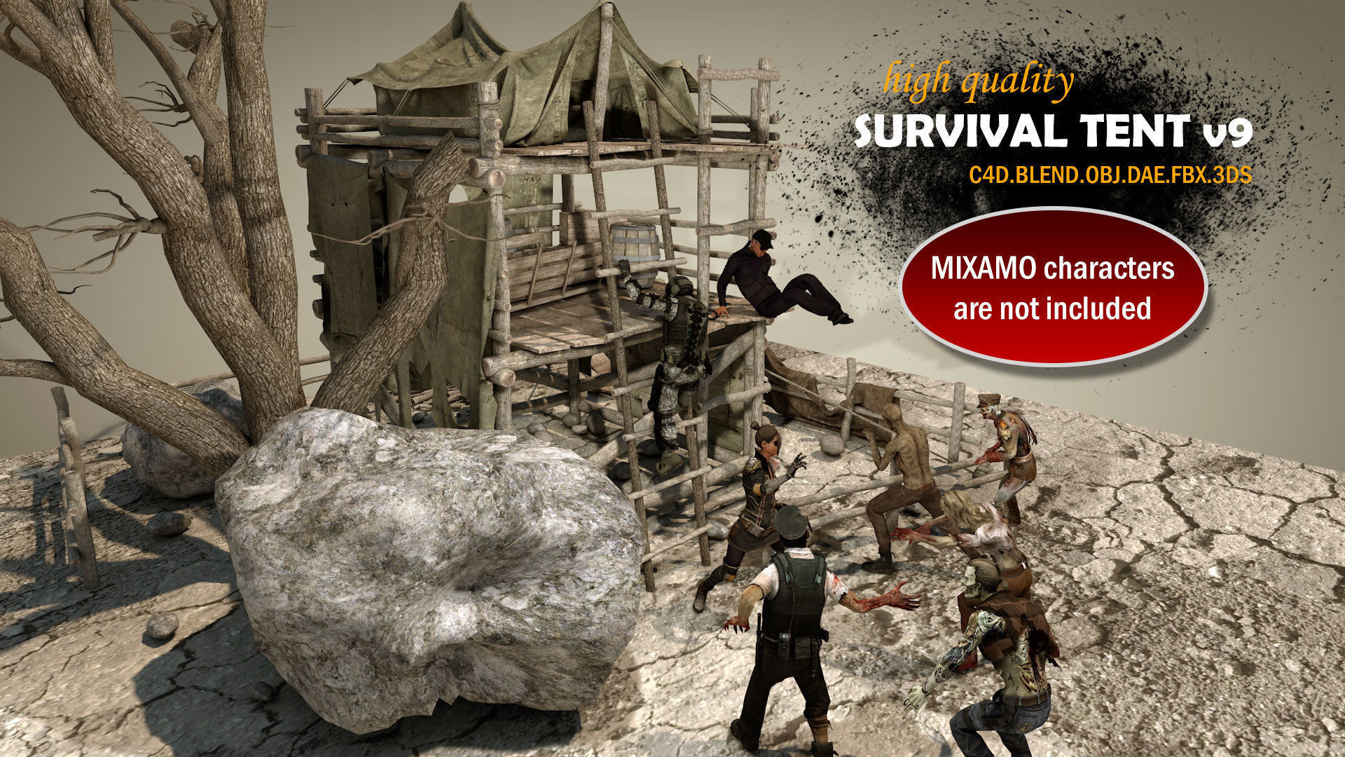 Survival Tent v9 3D model_1