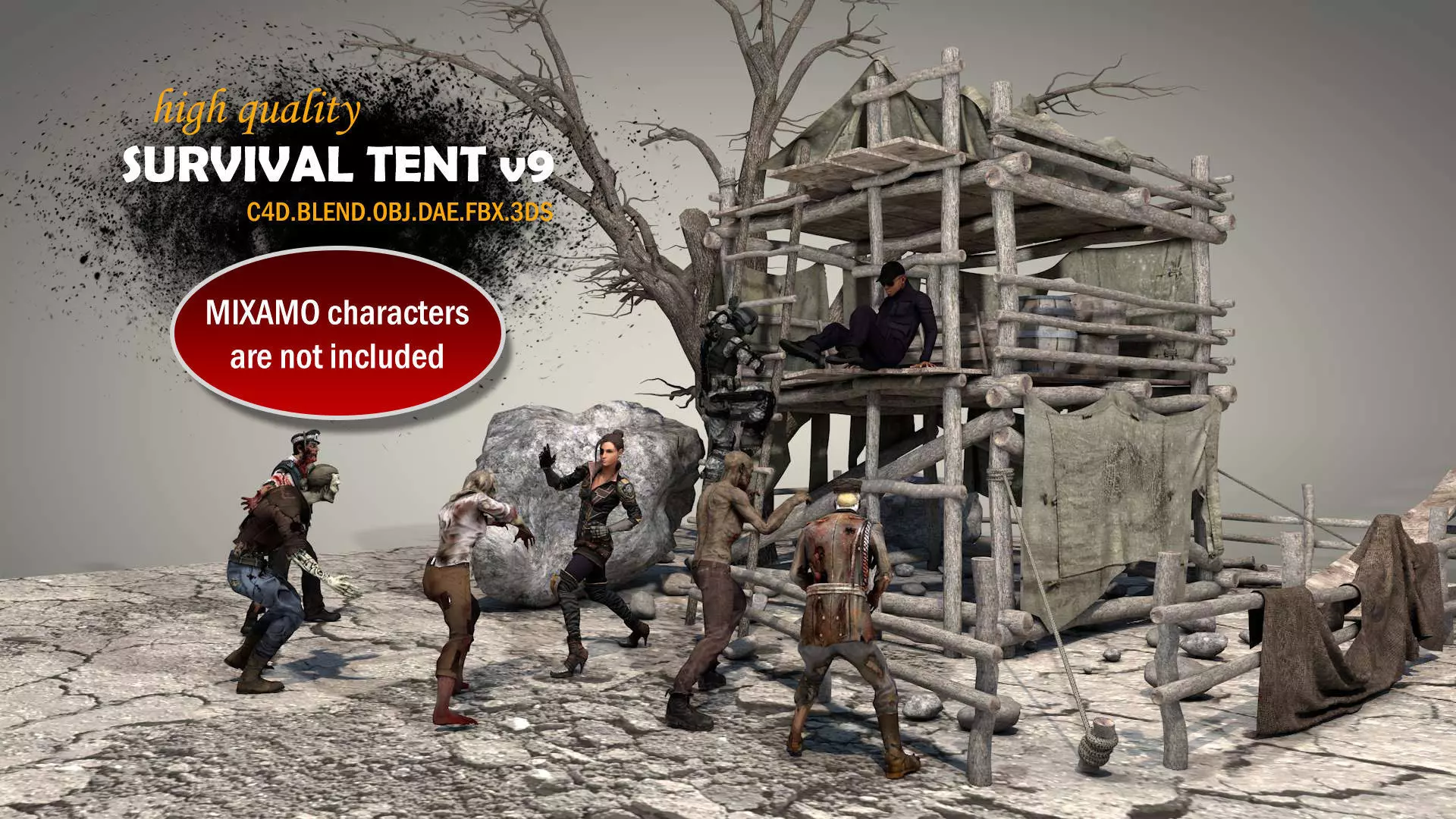 Survival Tent v9 3D model_0