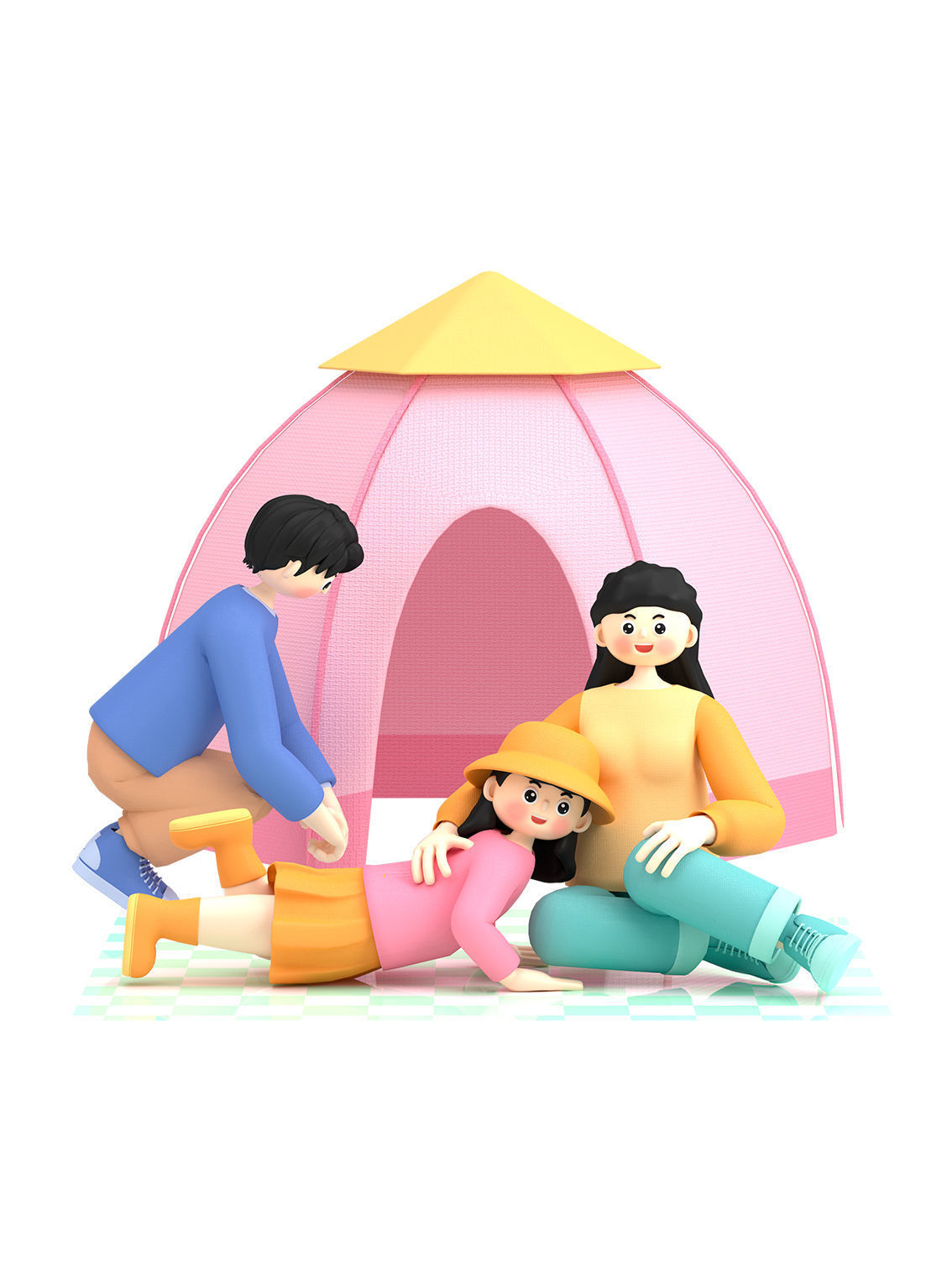 C4D model spring outing character scene 3D model_5