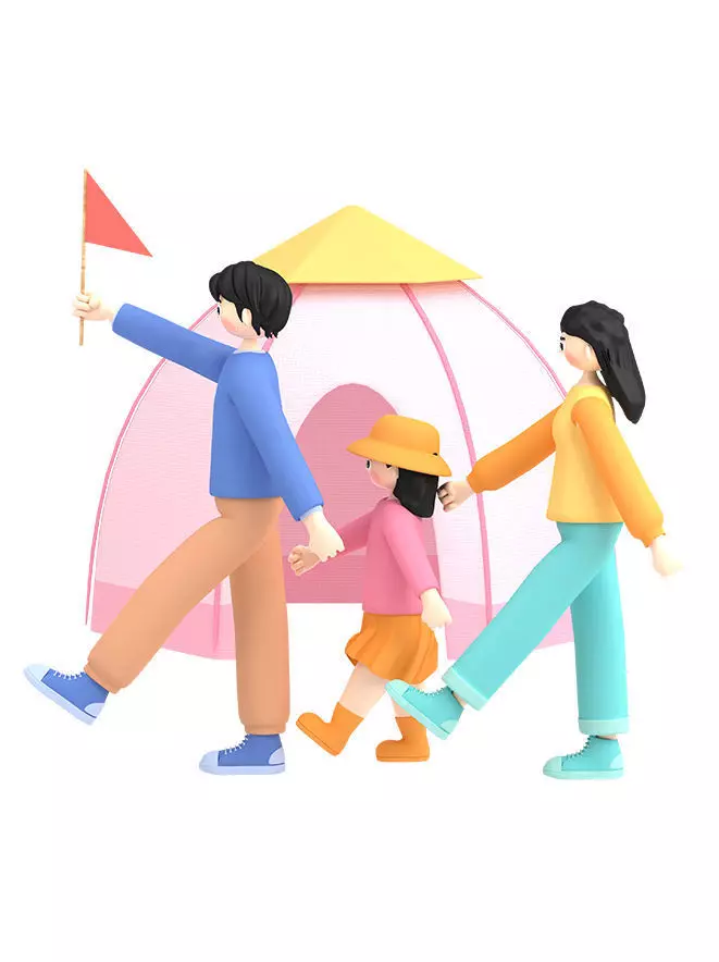 C4D model spring outing character scene 3D model_0