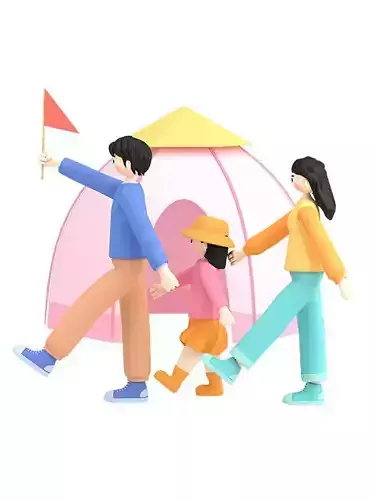 C4D model spring outing character scene 3D model