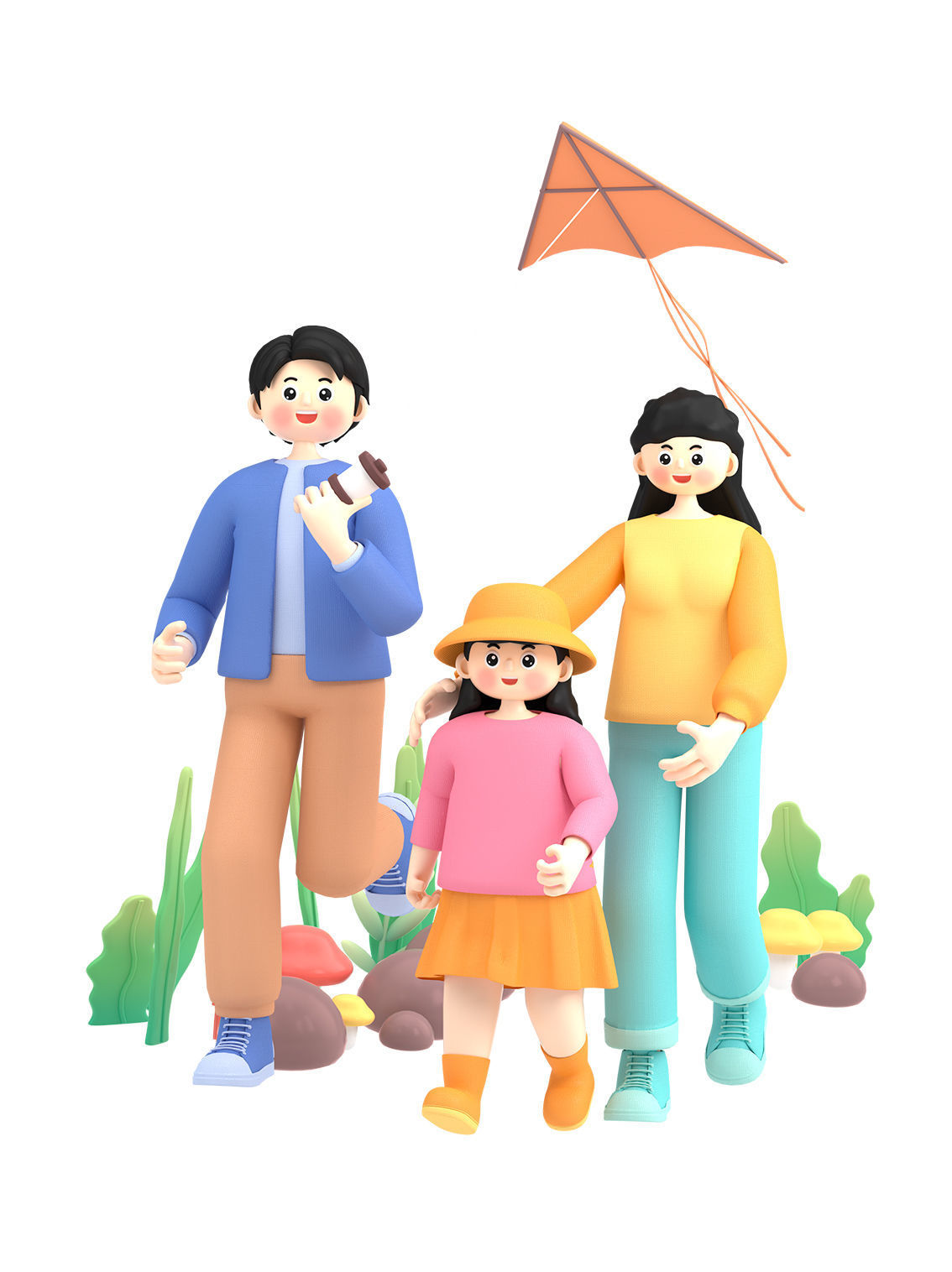 C4D model spring outing character scene 3D model_2