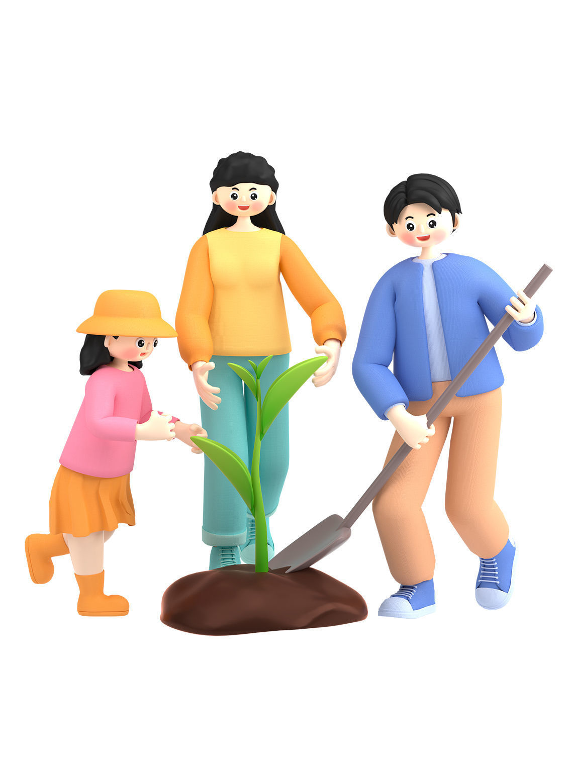 C4D model spring outing character scene 3D model_3