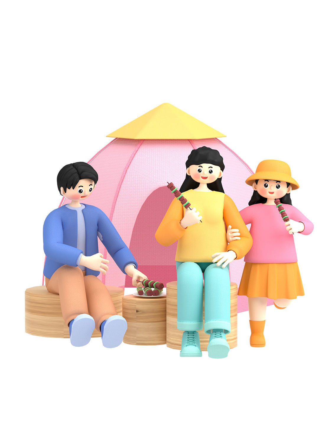 C4D model spring outing character scene 3D model_4