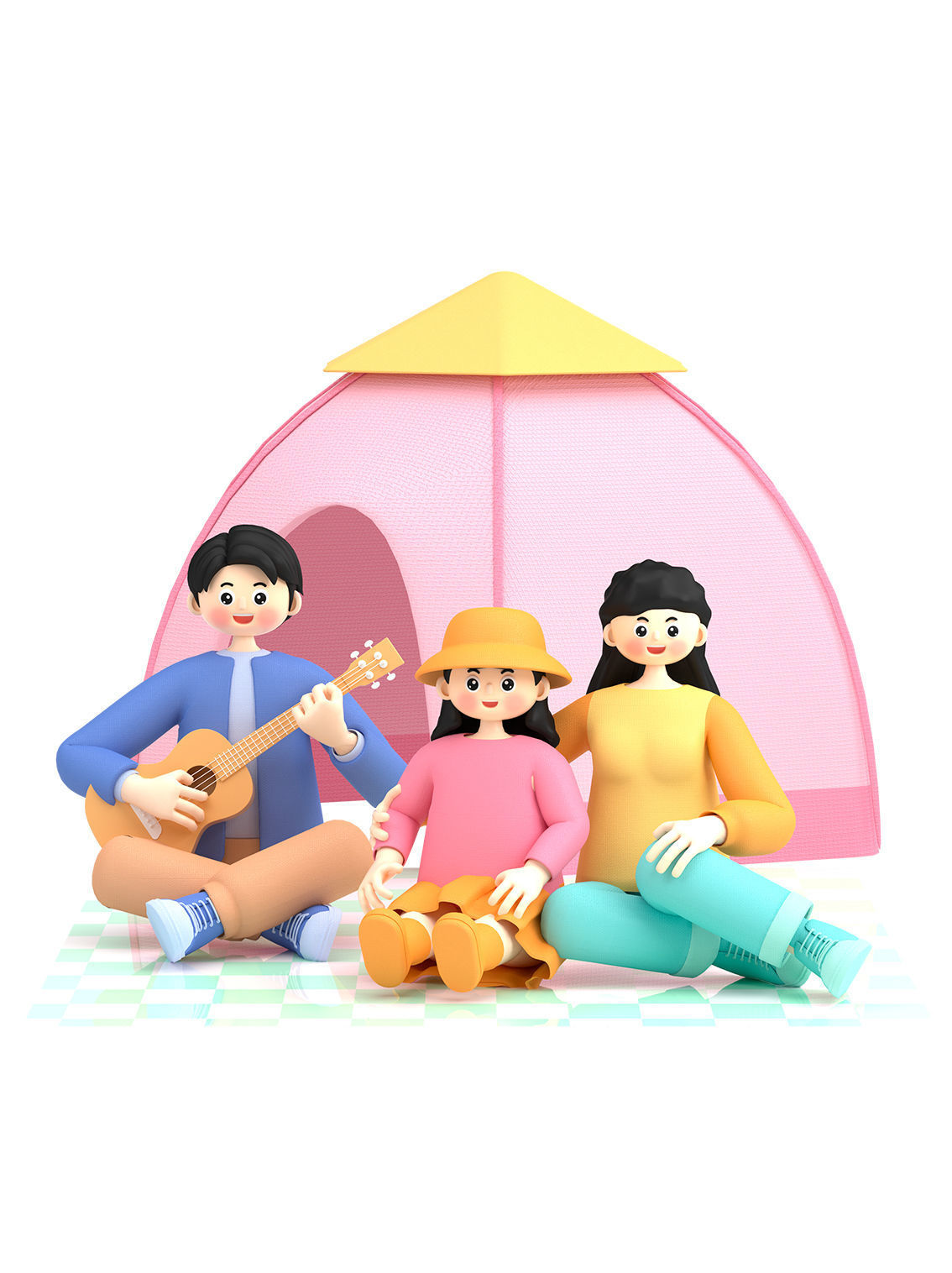 C4D model spring outing character scene 3D model_1