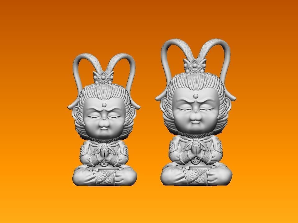 Sun WUKONG baby - 3d print - 3d model - CNC wood 3D print model_2