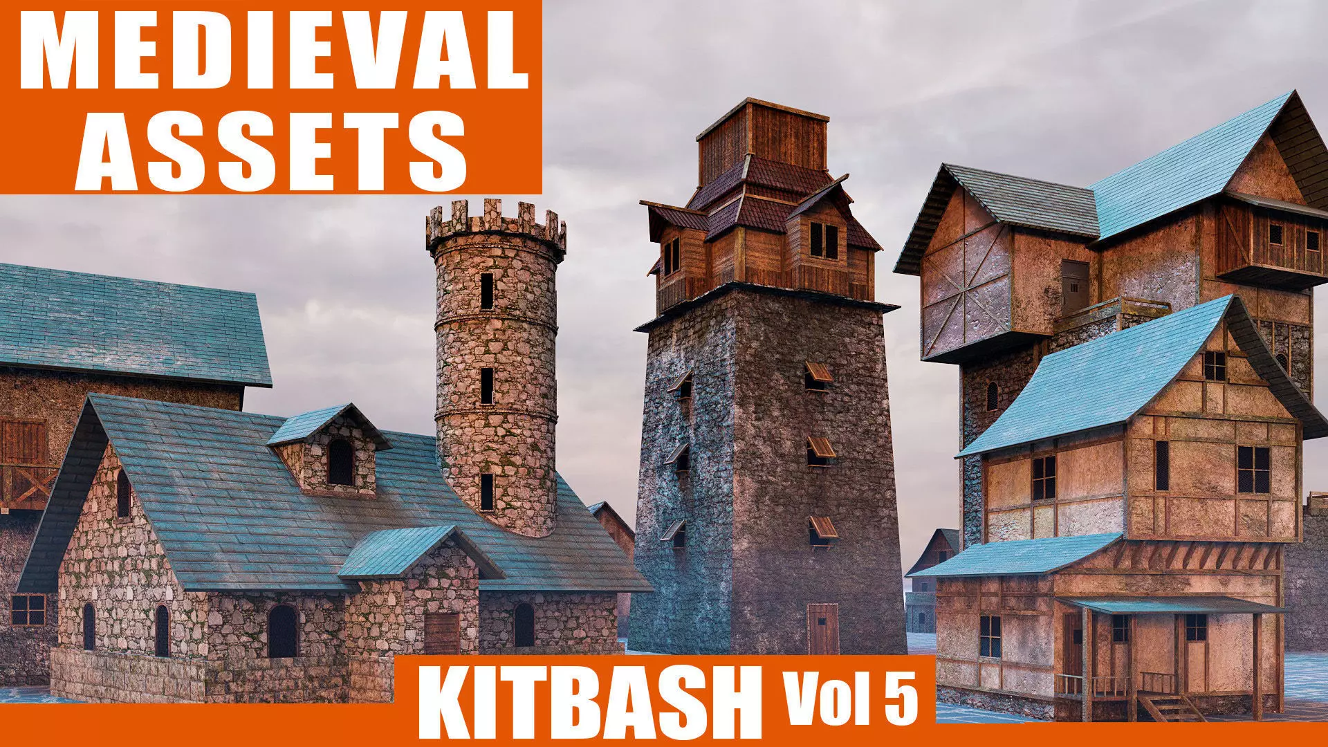 Kitbash Medieval Assets With Textures Vol 5 Low-poly 3D model_0