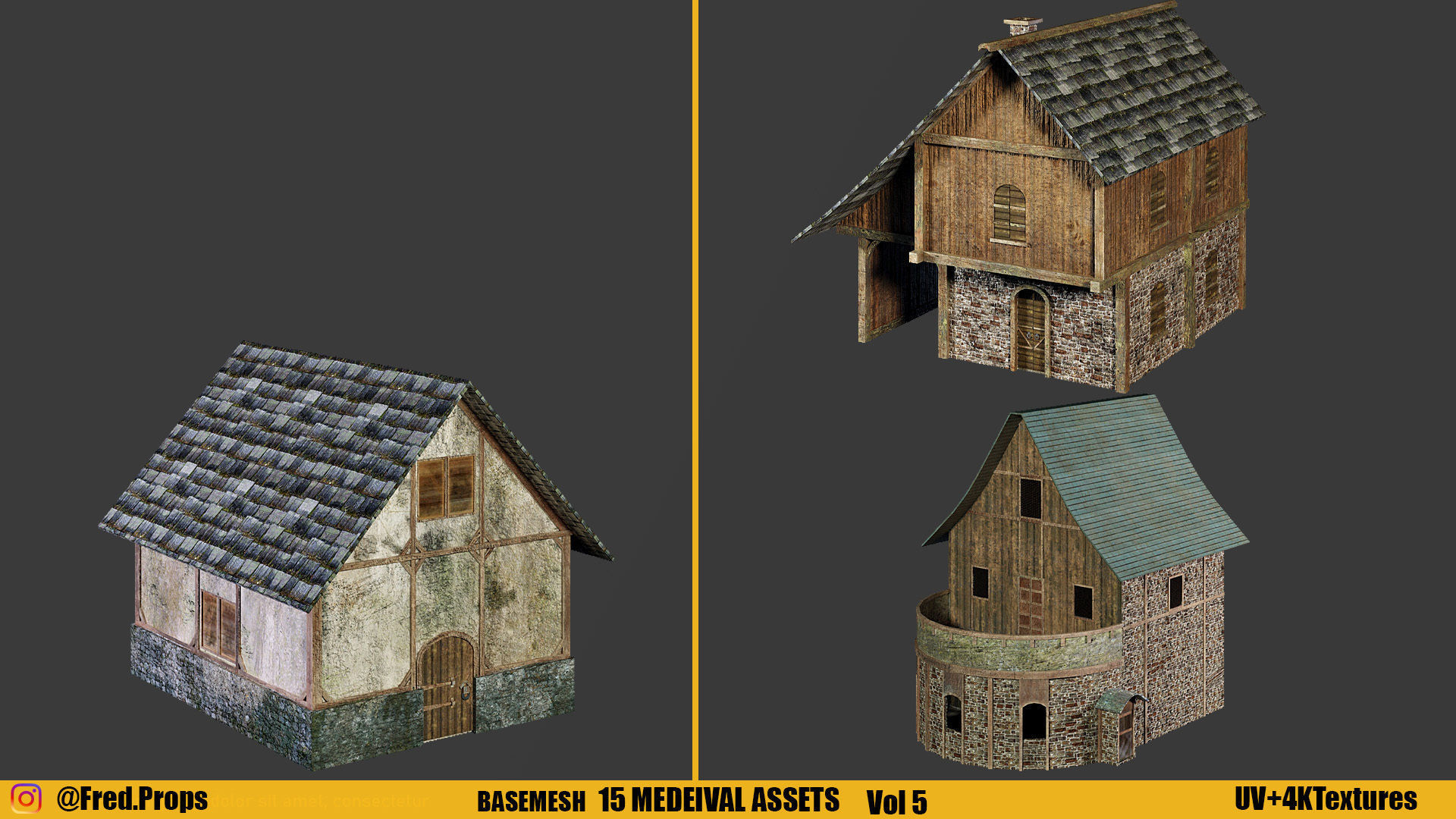Kitbash Medieval Assets With Textures Vol 5 Low-poly 3D model_6