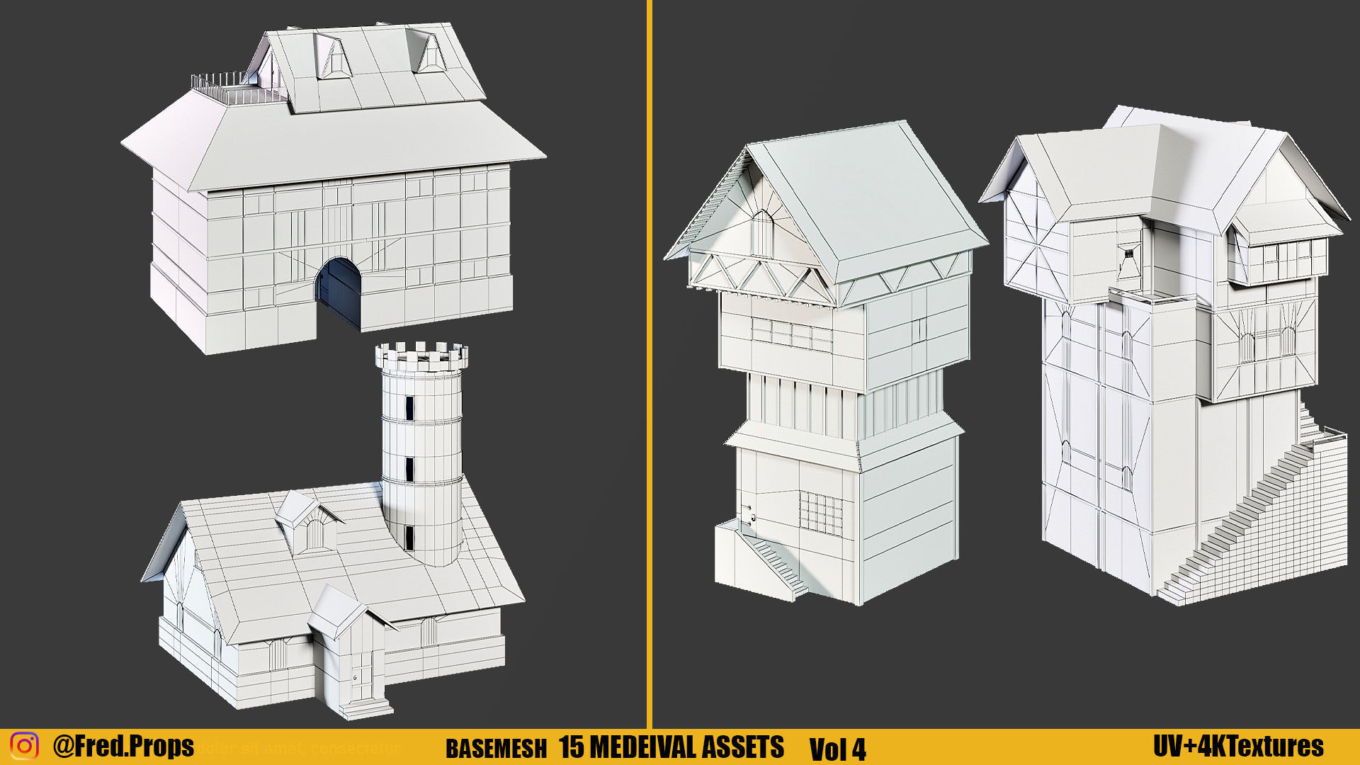 Kitbash Medieval Assets With Textures Vol 5 Low-poly 3D model_2