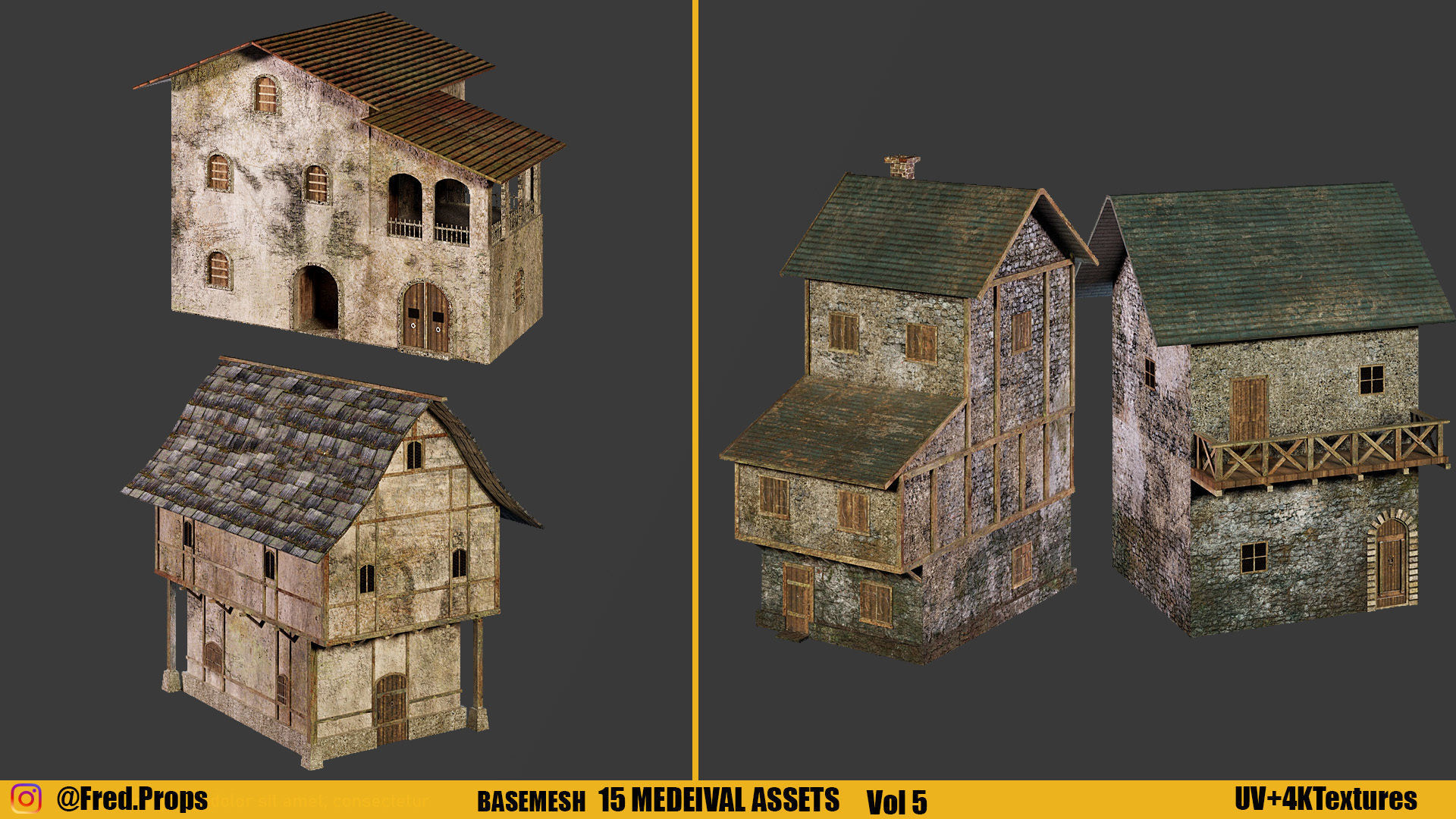 Kitbash Medieval Assets With Textures Vol 5 Low-poly 3D model_3