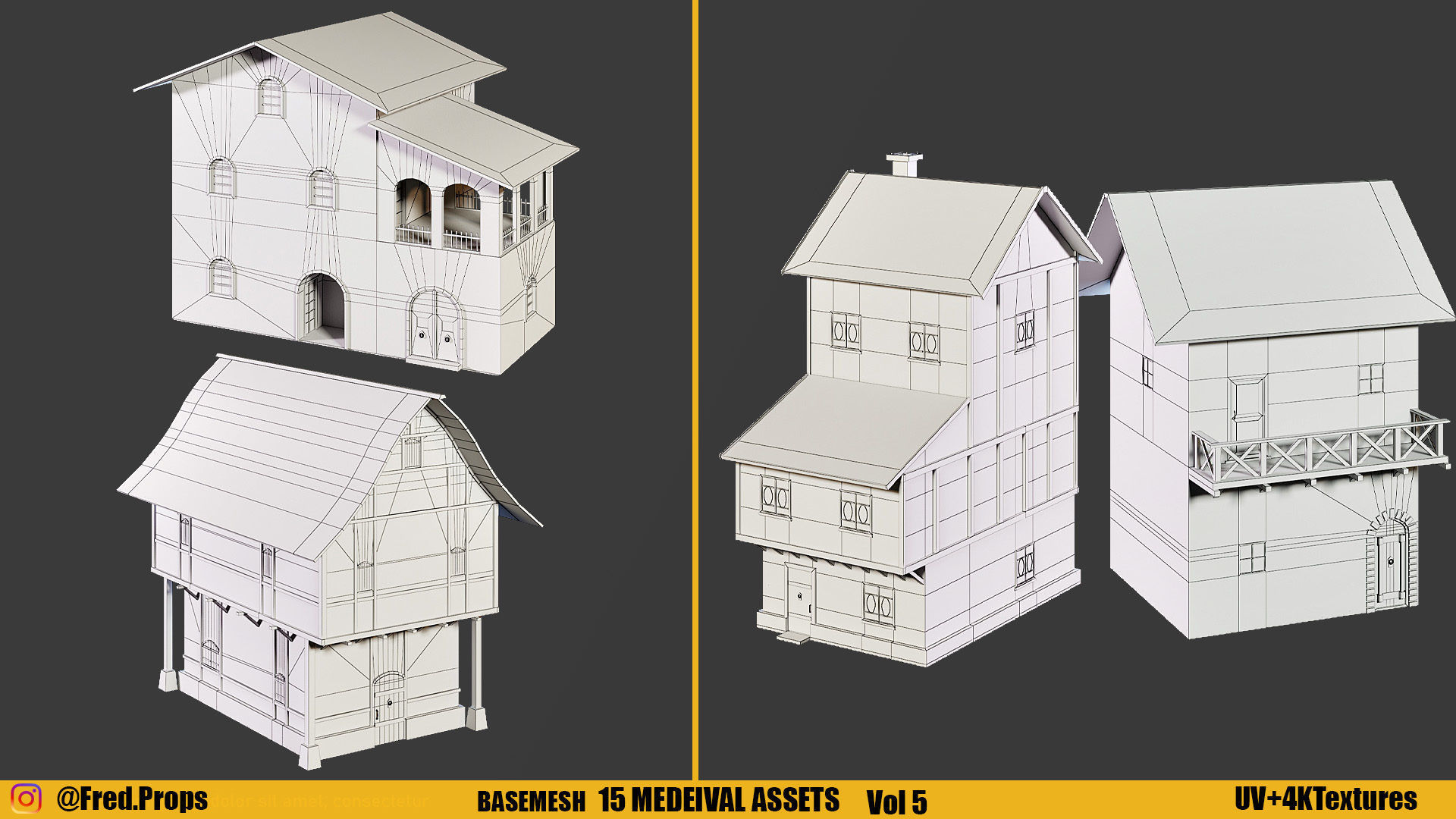 Kitbash Medieval Assets With Textures Vol 5 Low-poly 3D model_4