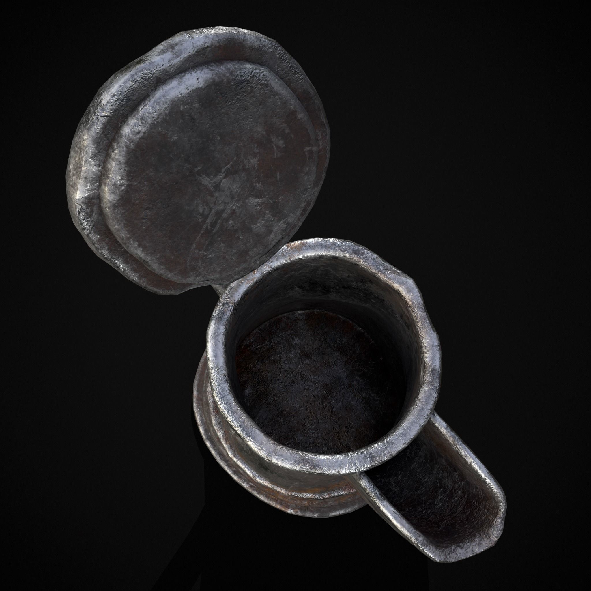 Worn Decorated Pewter Flagon Low-poly 3D model_19