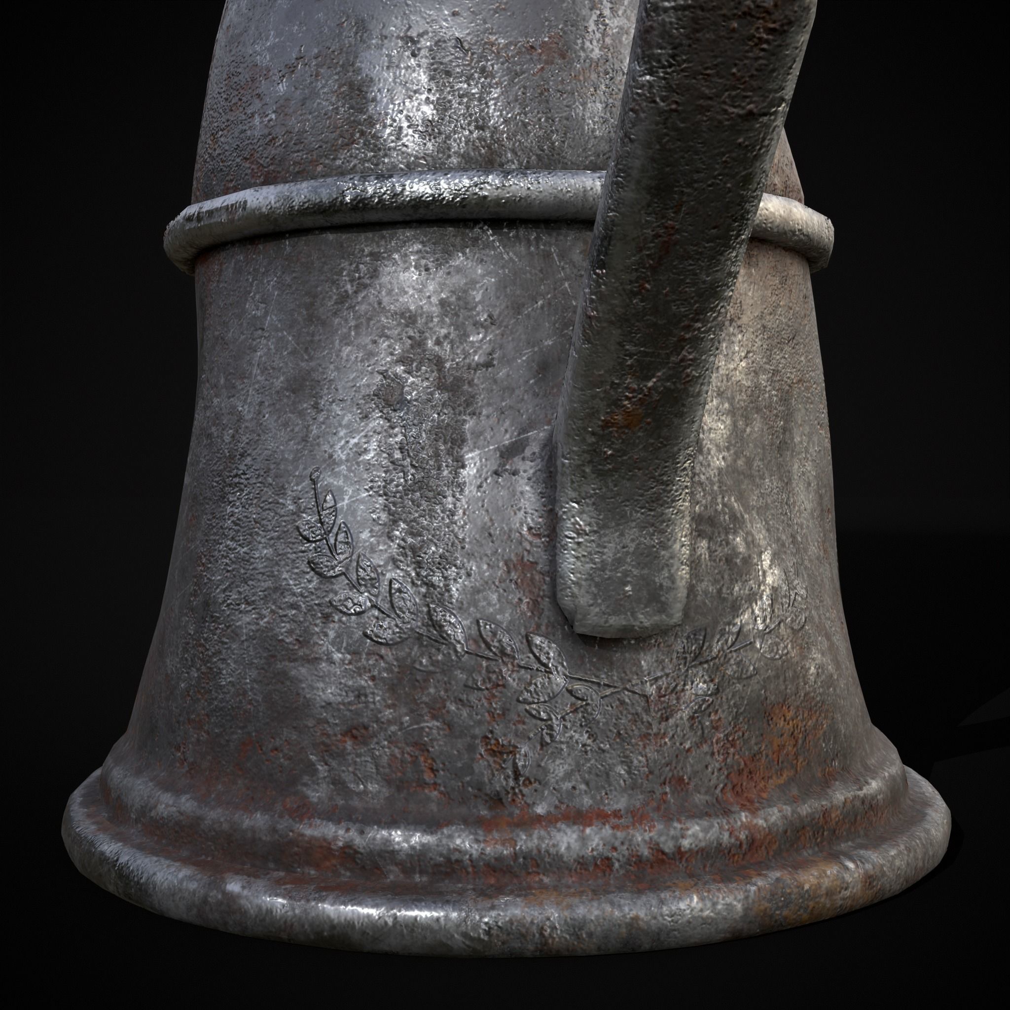 Worn Decorated Pewter Flagon Low-poly 3D model_7