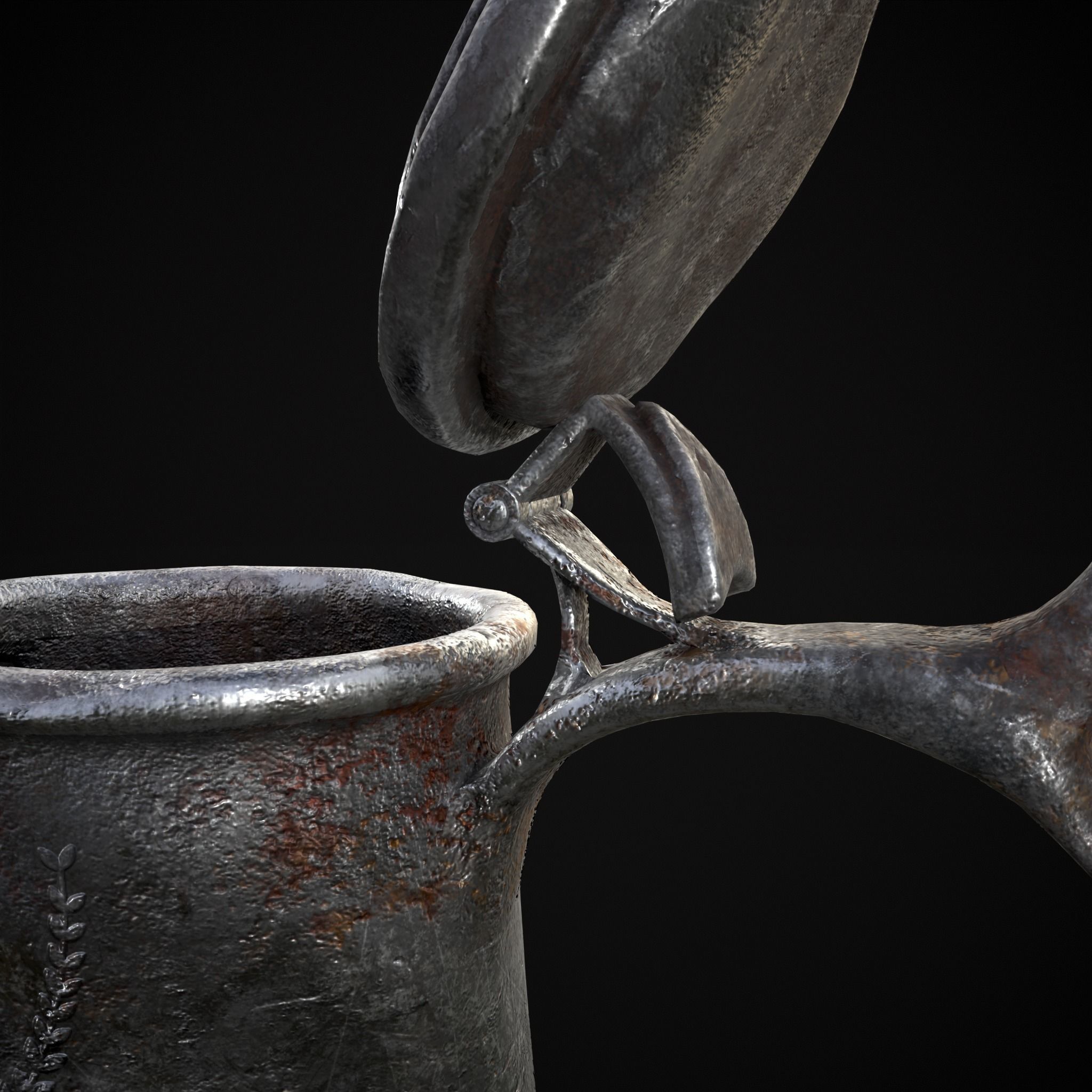 Worn Decorated Pewter Flagon Low-poly 3D model_23