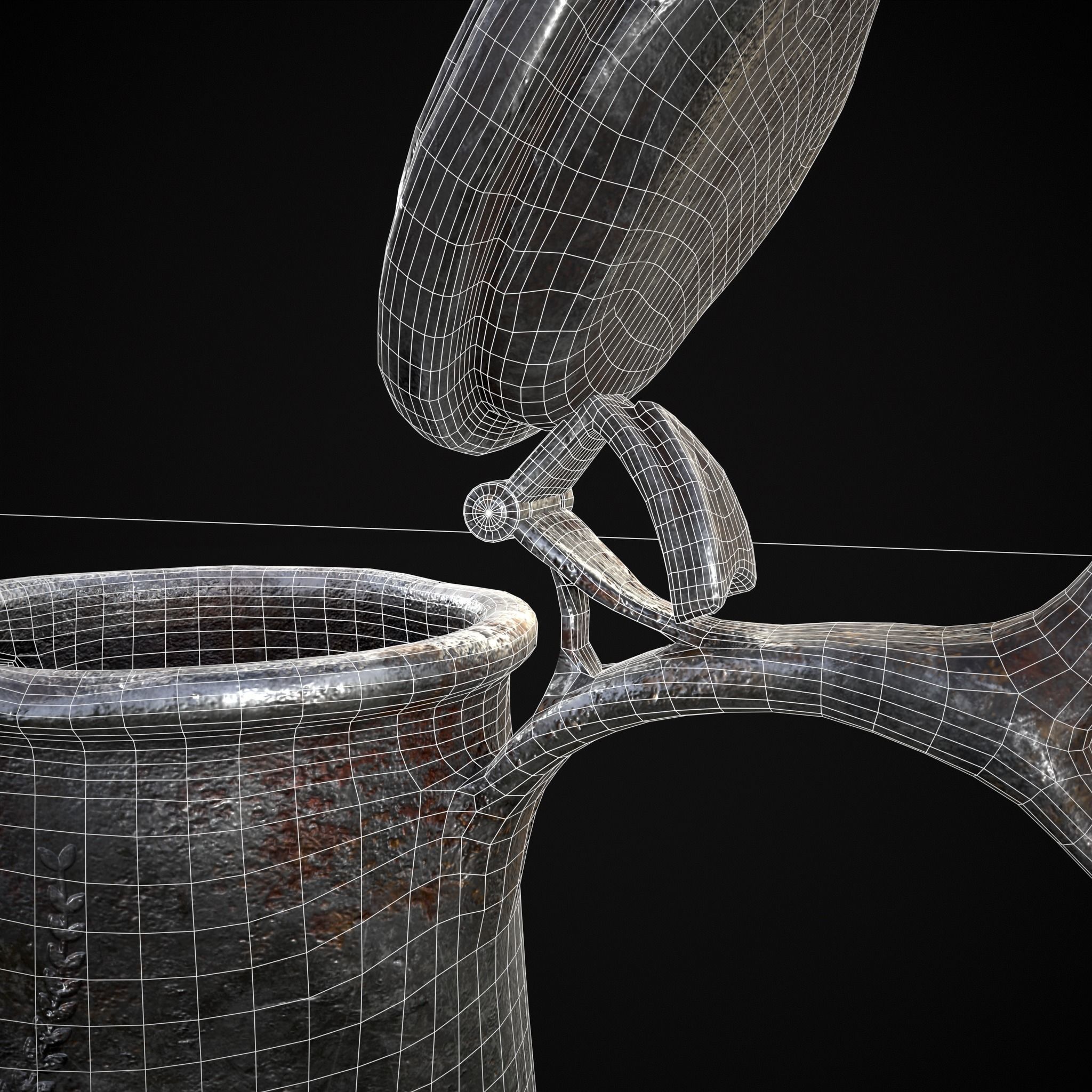 Worn Decorated Pewter Flagon Low-poly 3D model_24