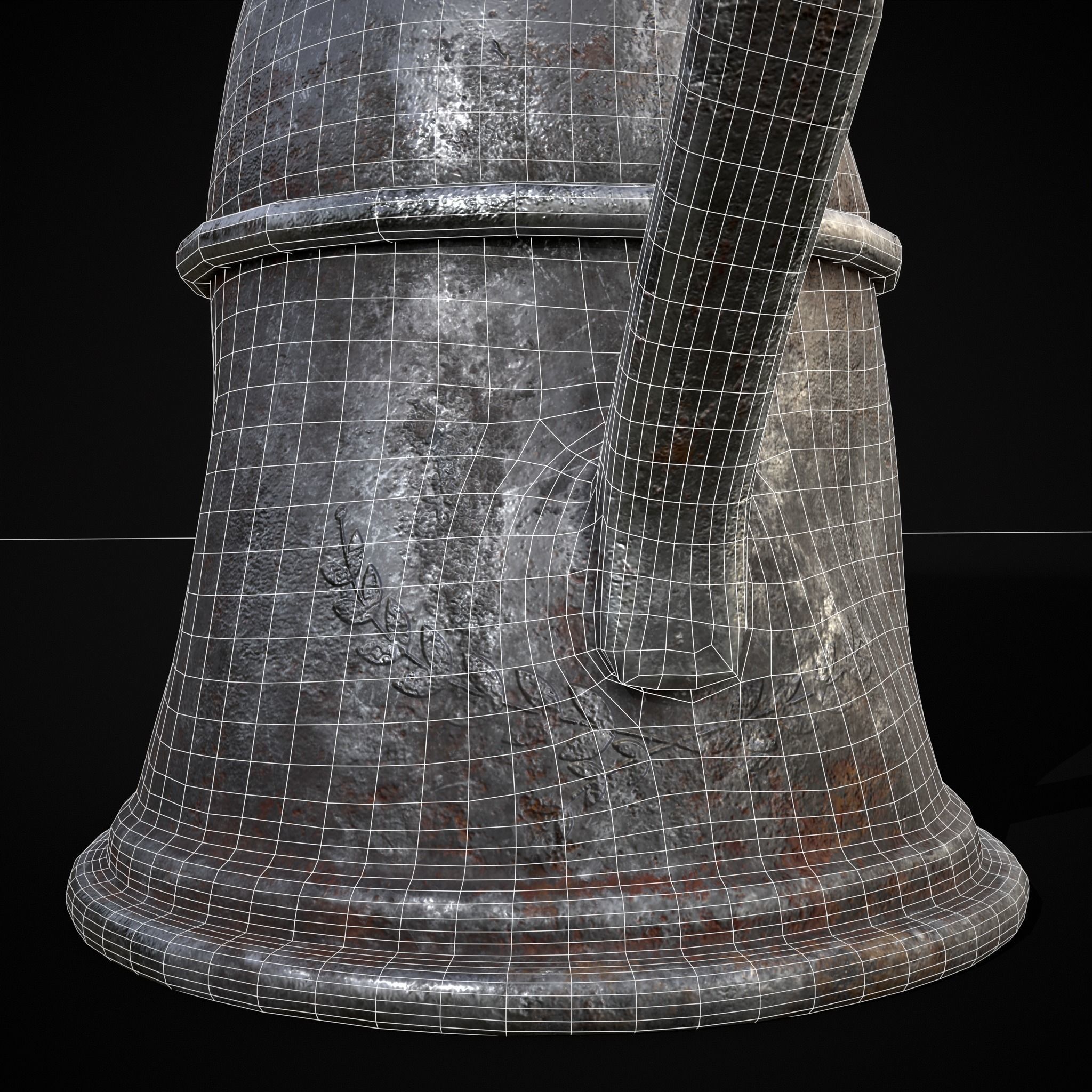 Worn Decorated Pewter Flagon Low-poly 3D model_8