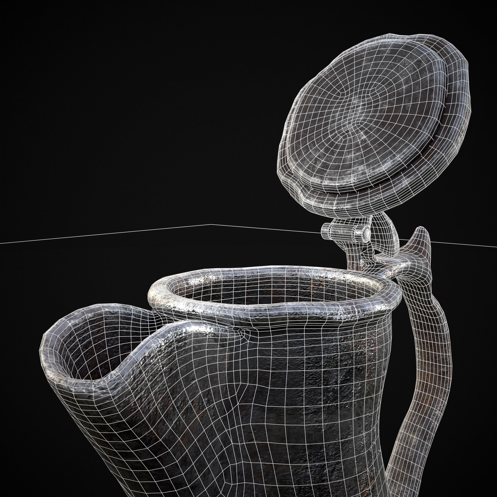 Worn Decorated Pewter Flagon Low-poly 3D model_22