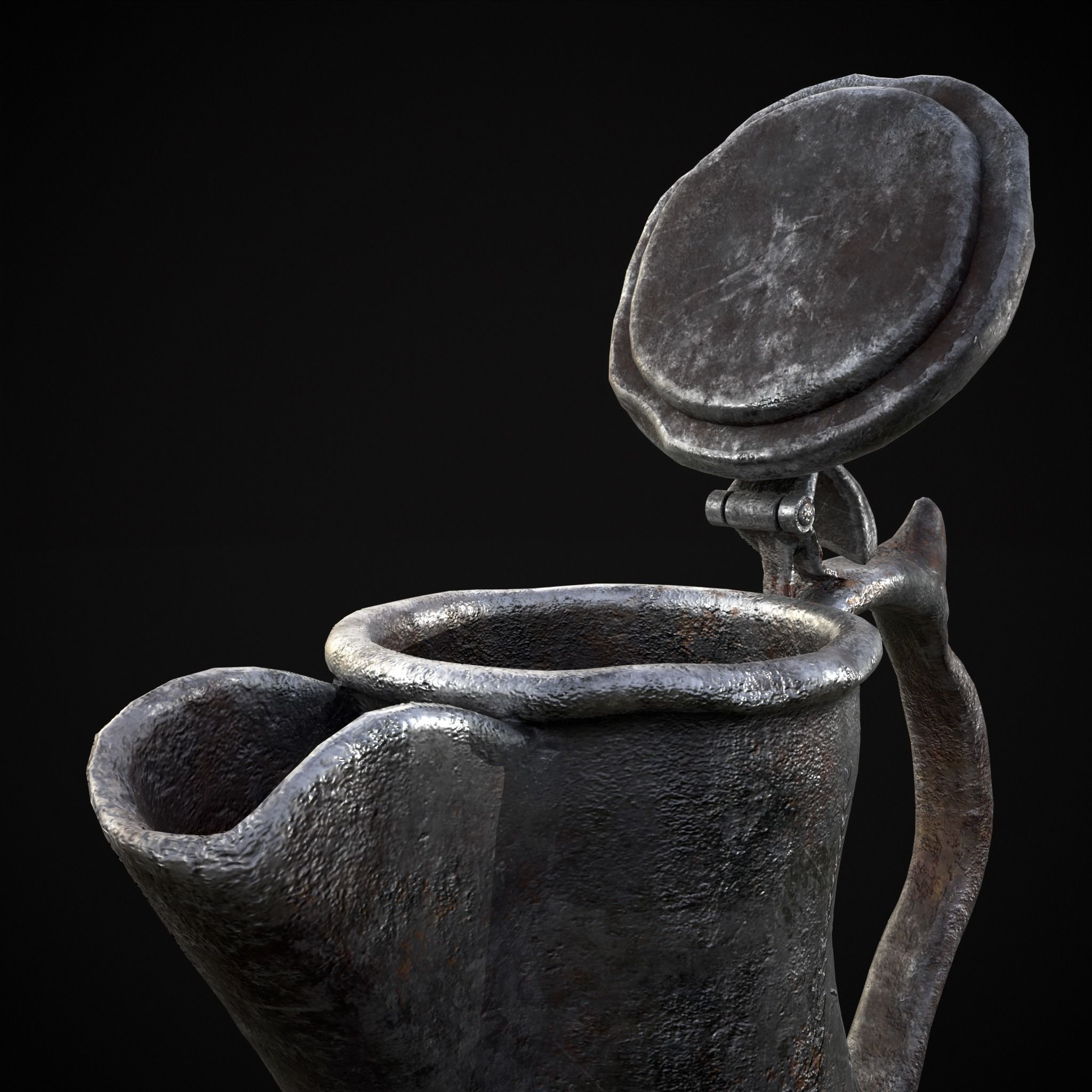 Worn Decorated Pewter Flagon Low-poly 3D model_21
