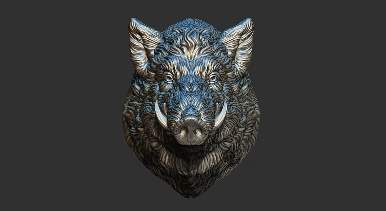 Wild boar head 3D print model_1