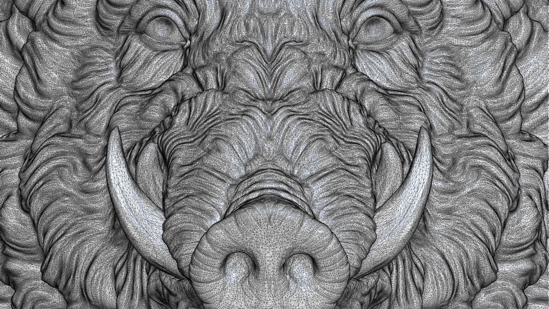 Wild boar head 3D print model_15