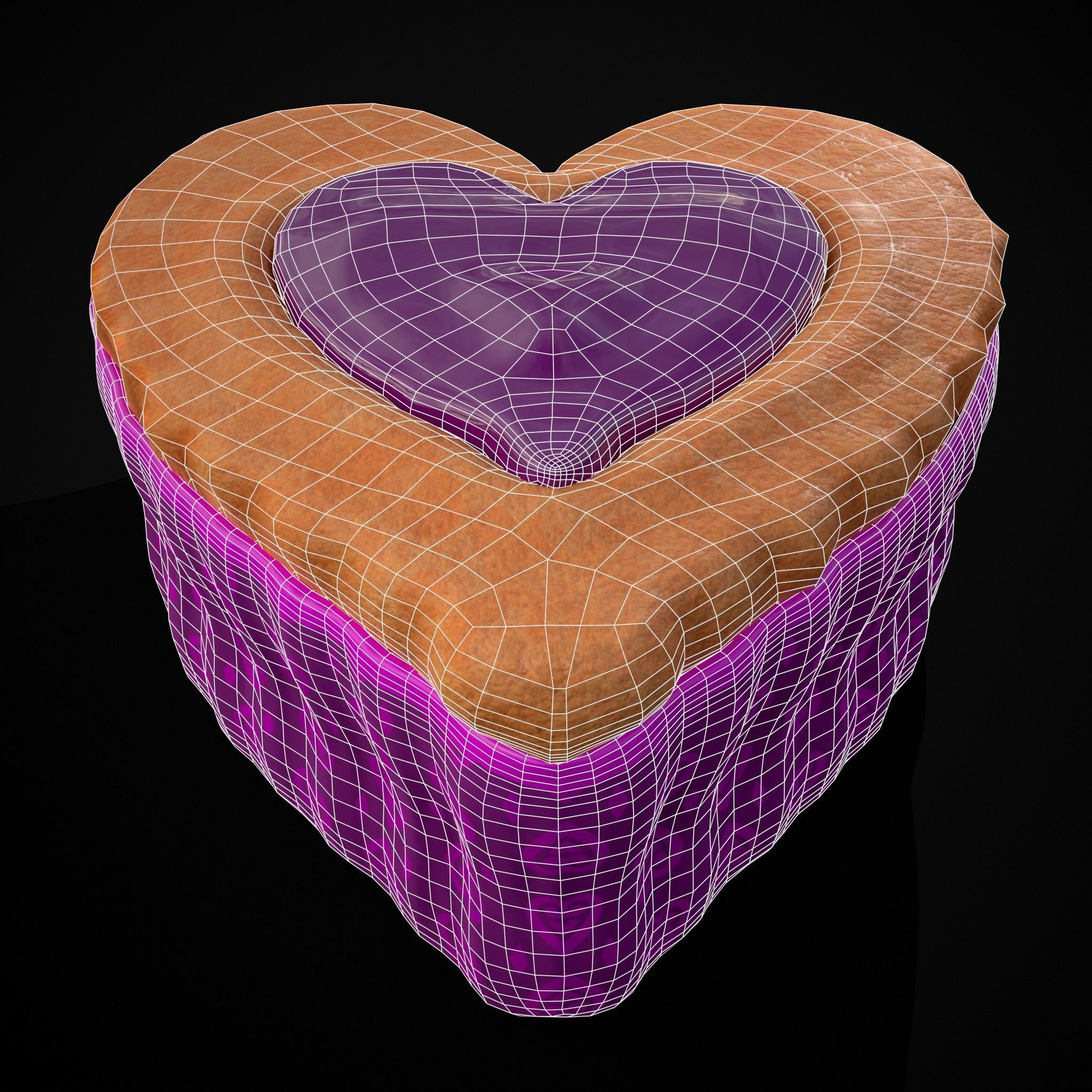 Valentines Jelly Heart Pastry Low-poly 3D model_6