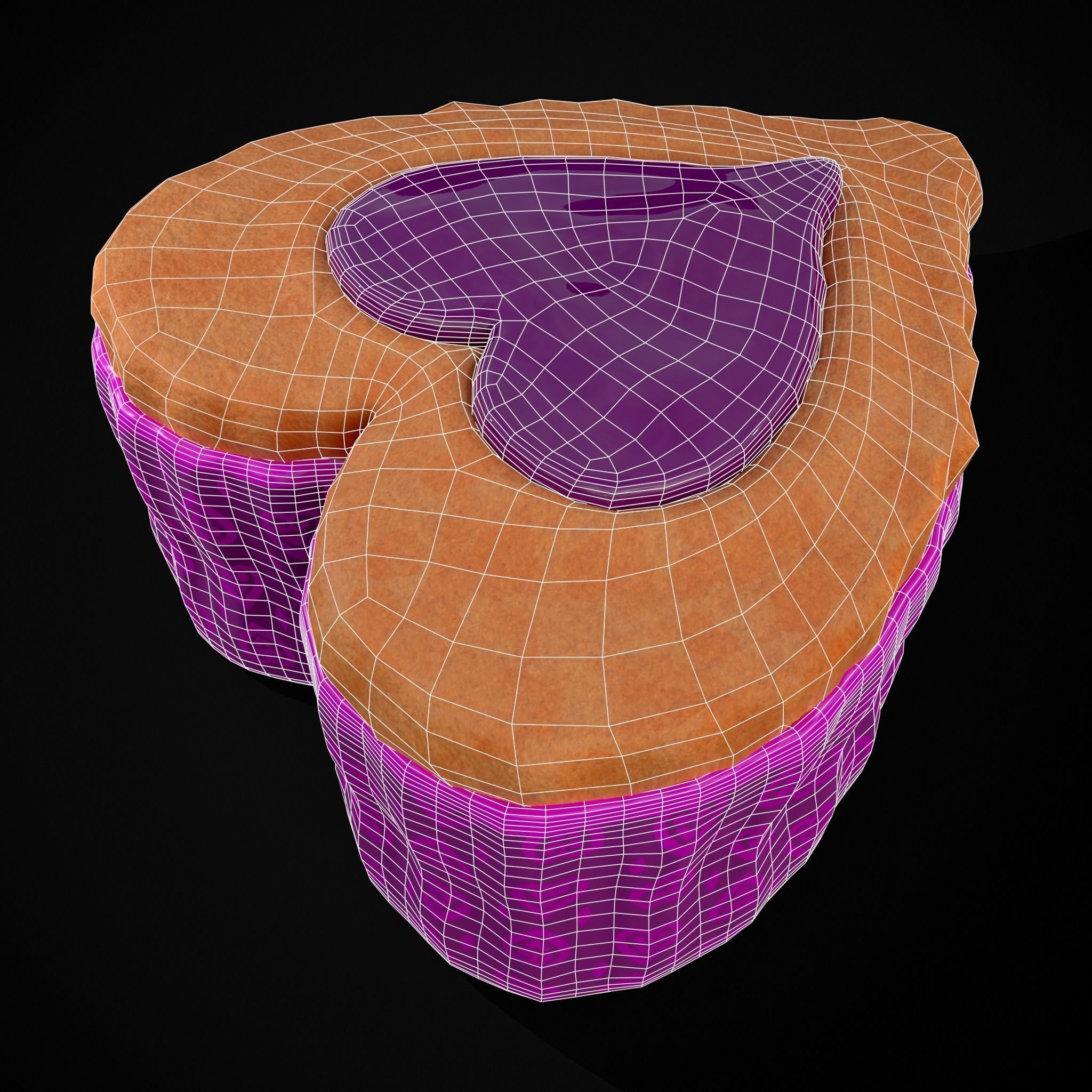 Valentines Jelly Heart Pastry Low-poly 3D model_8
