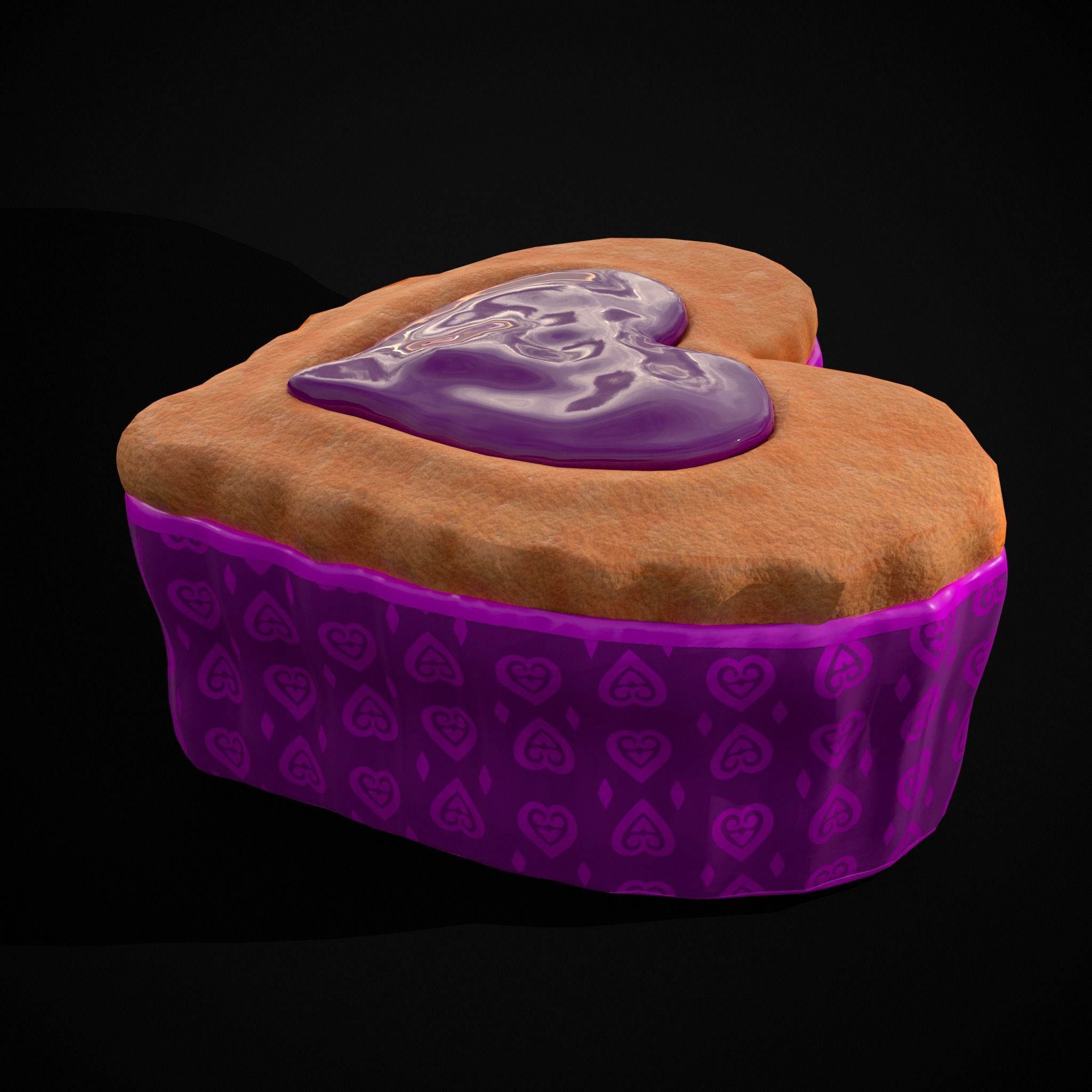 Valentines Jelly Heart Pastry Low-poly 3D model_3