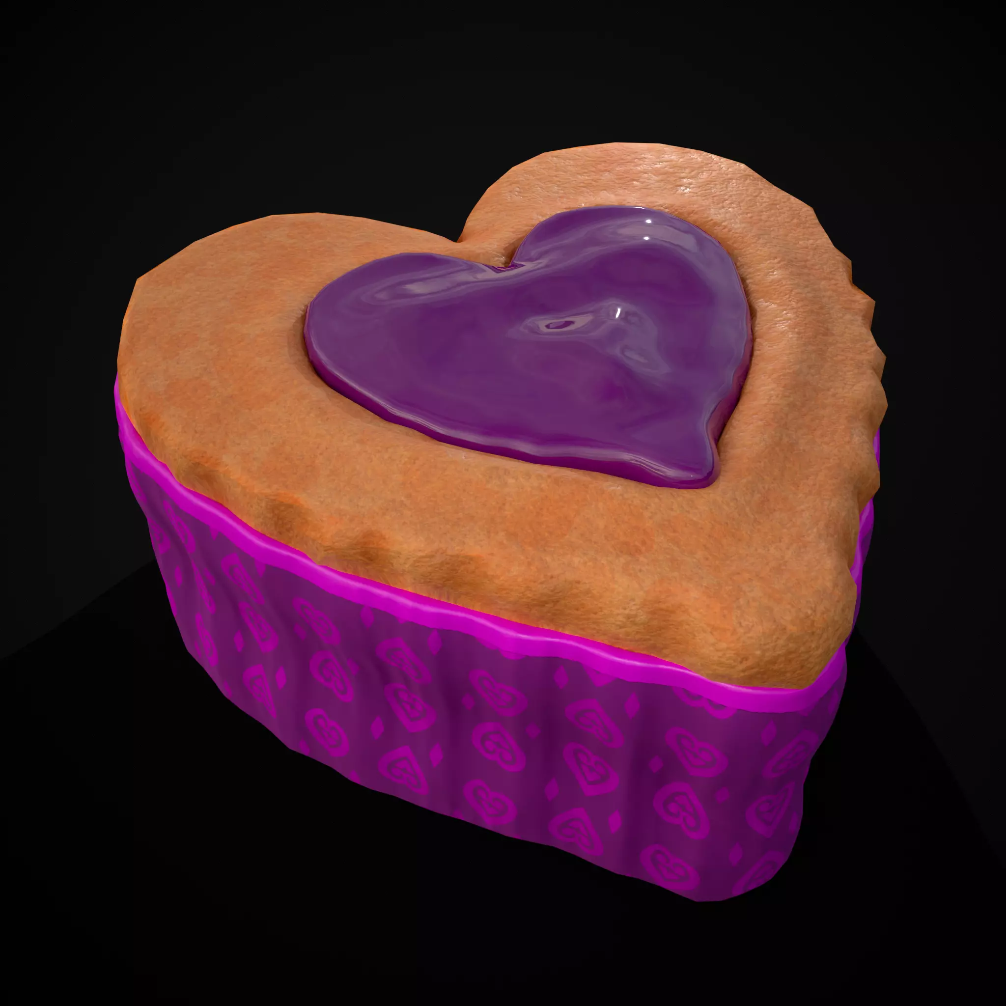 Valentines Jelly Heart Pastry Low-poly 3D model_0