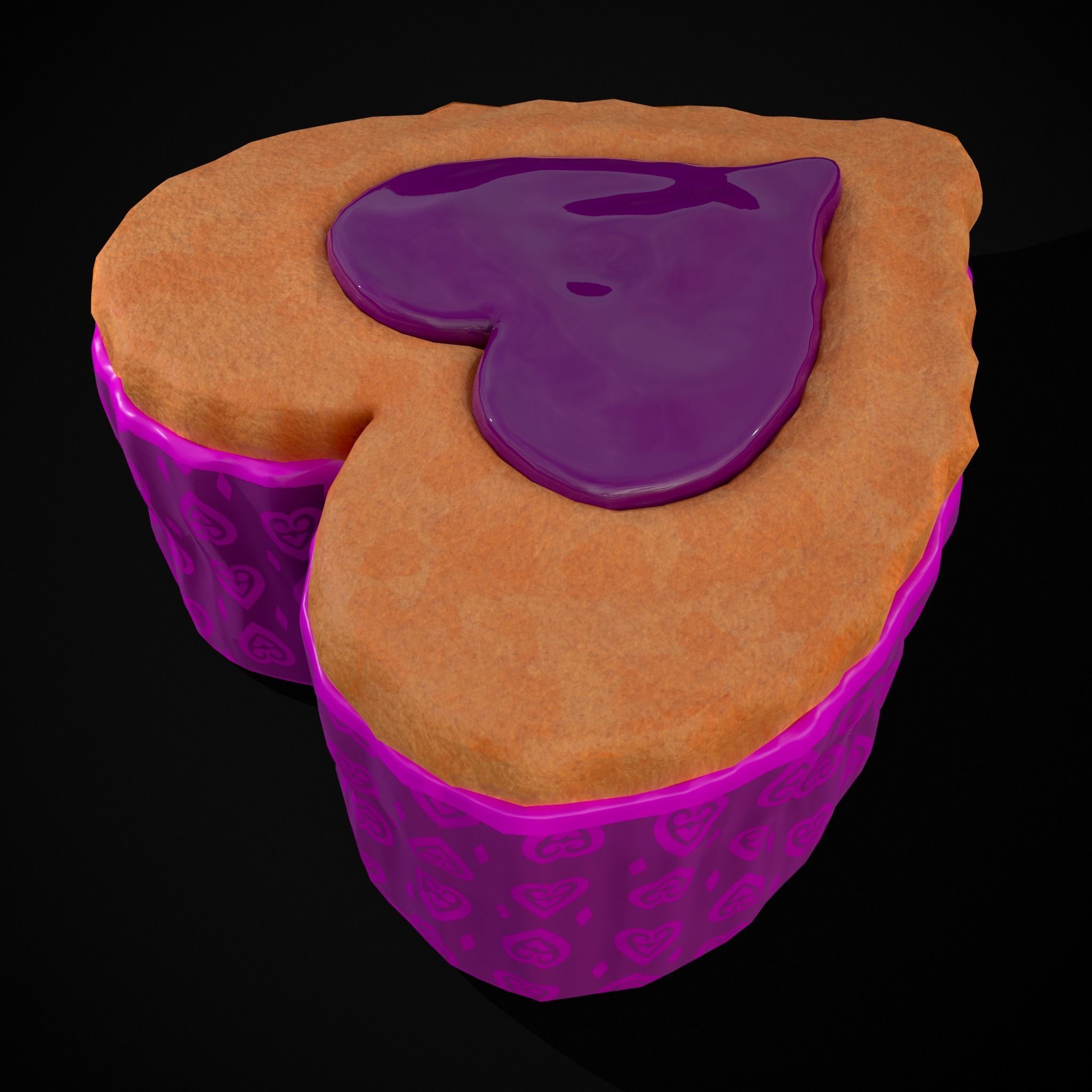 Valentines Jelly Heart Pastry Low-poly 3D model_7
