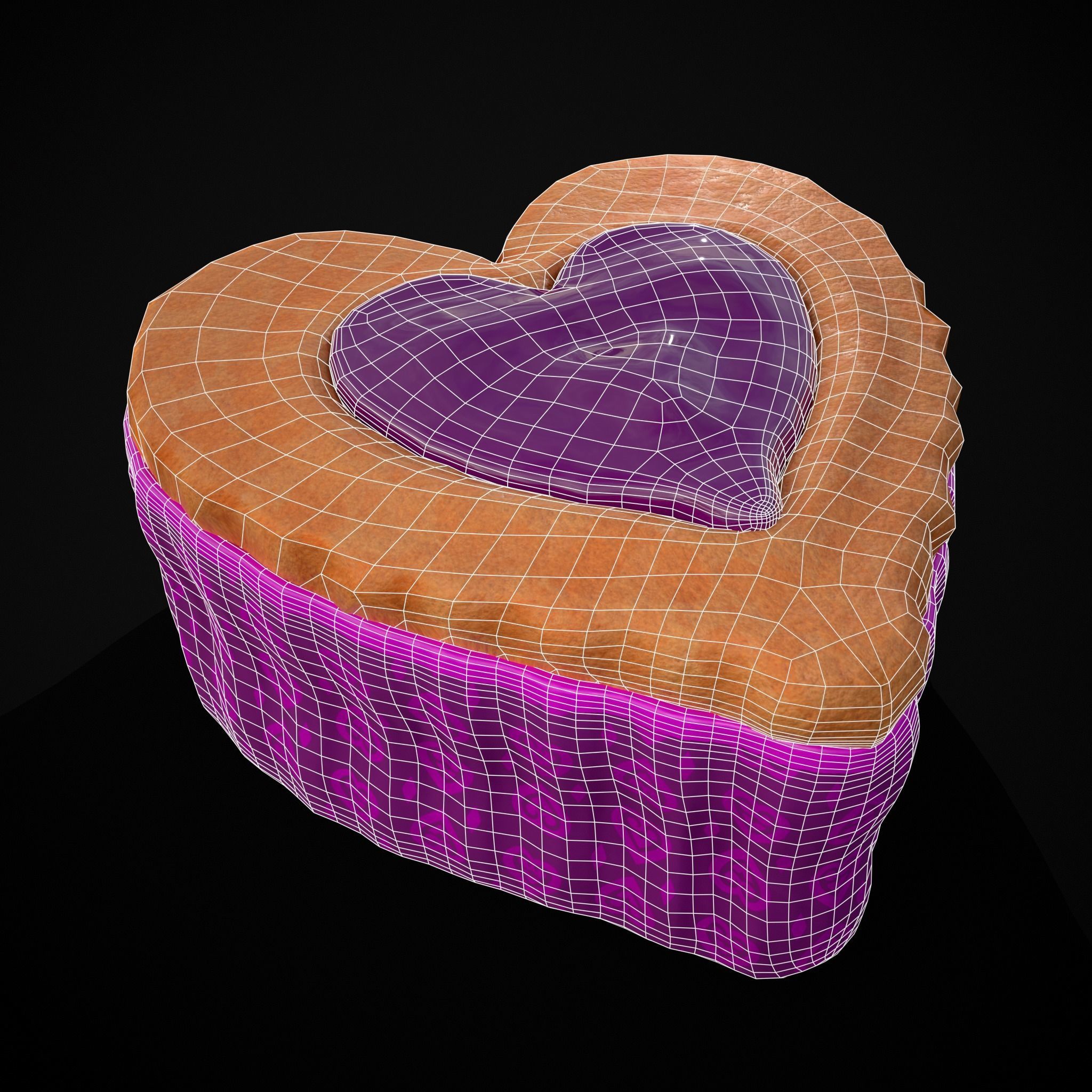 Valentines Jelly Heart Pastry Low-poly 3D model_2