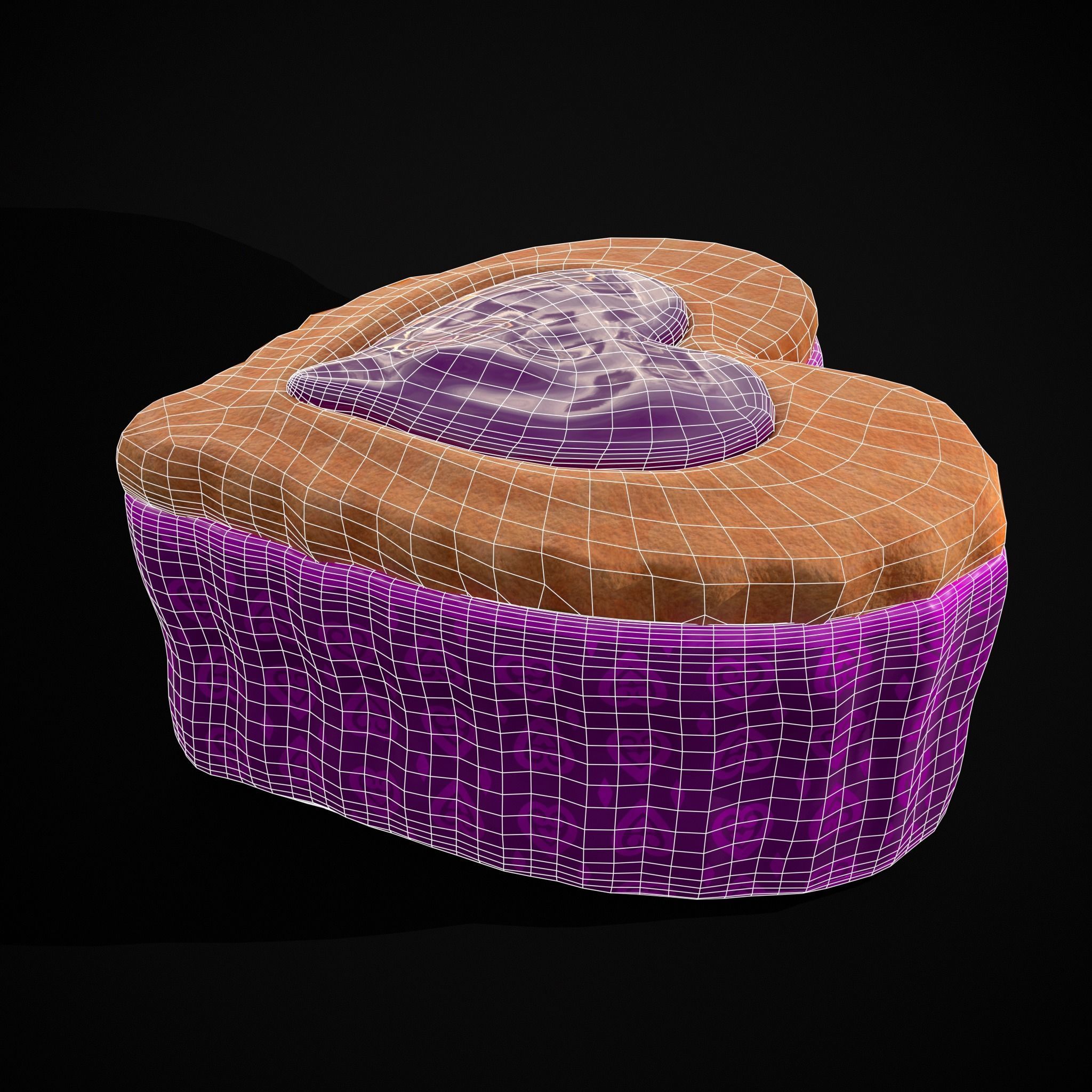 Valentines Jelly Heart Pastry Low-poly 3D model_4