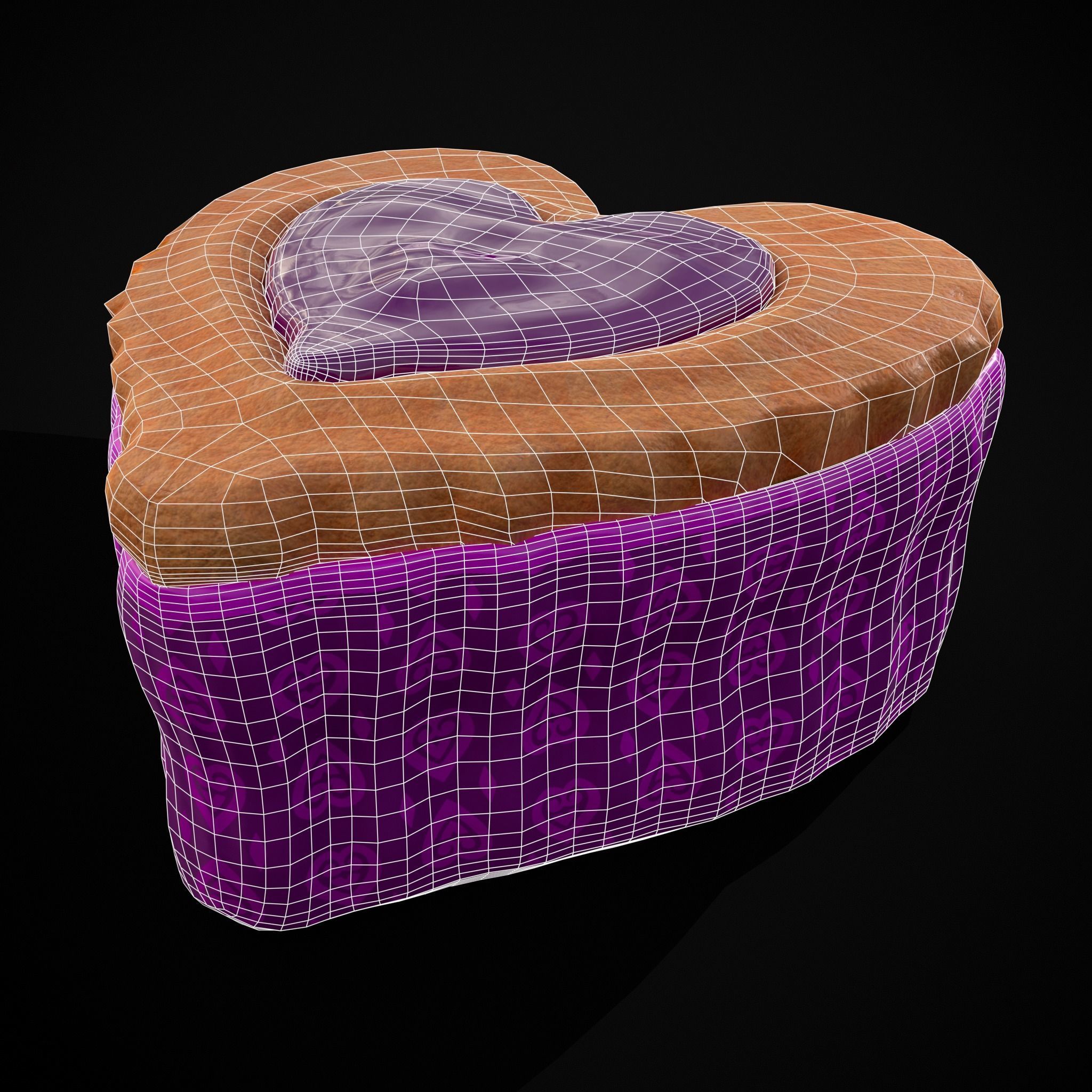 Valentines Jelly Heart Pastry Low-poly 3D model_16
