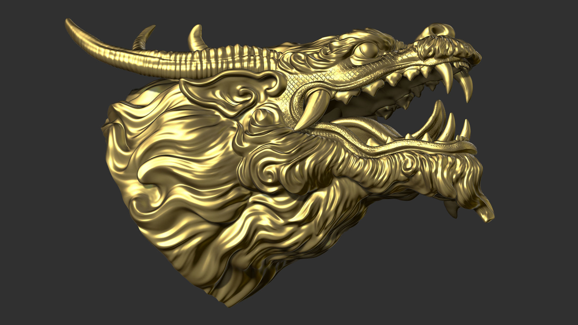 Chinese dragon head 3D print model_5