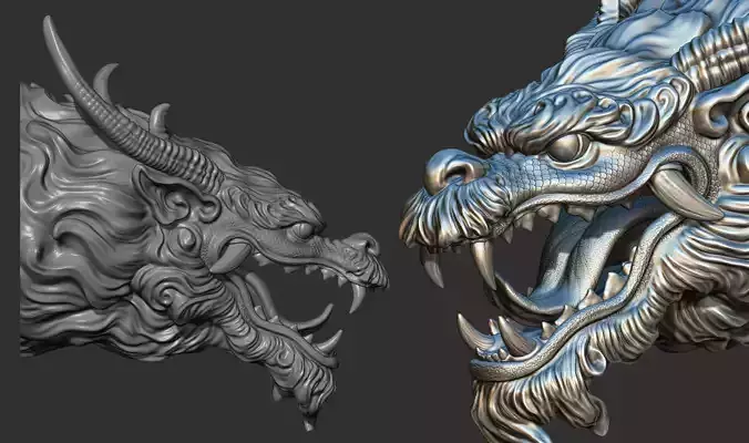 Chinese dragon head 3D print model