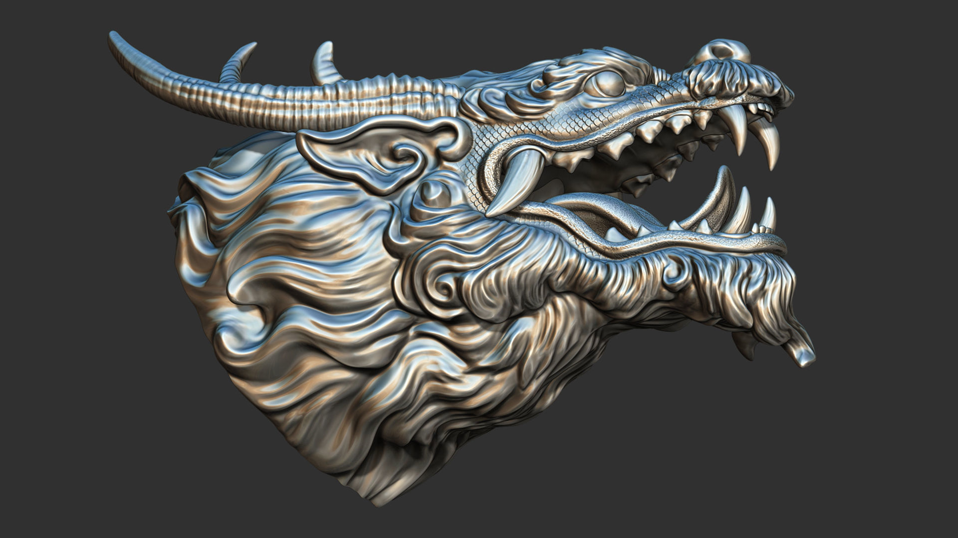 Chinese dragon head 3D print model_3