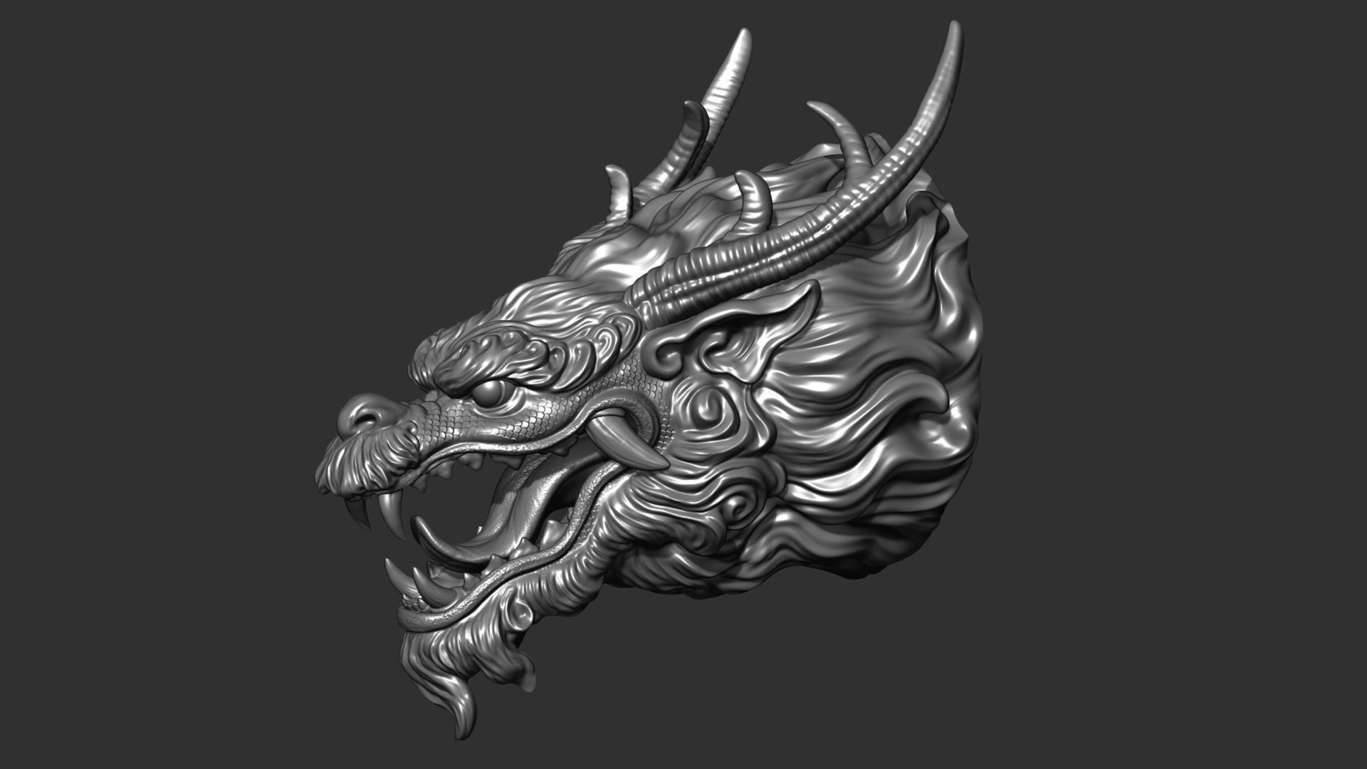 Chinese dragon head 3D print model_7