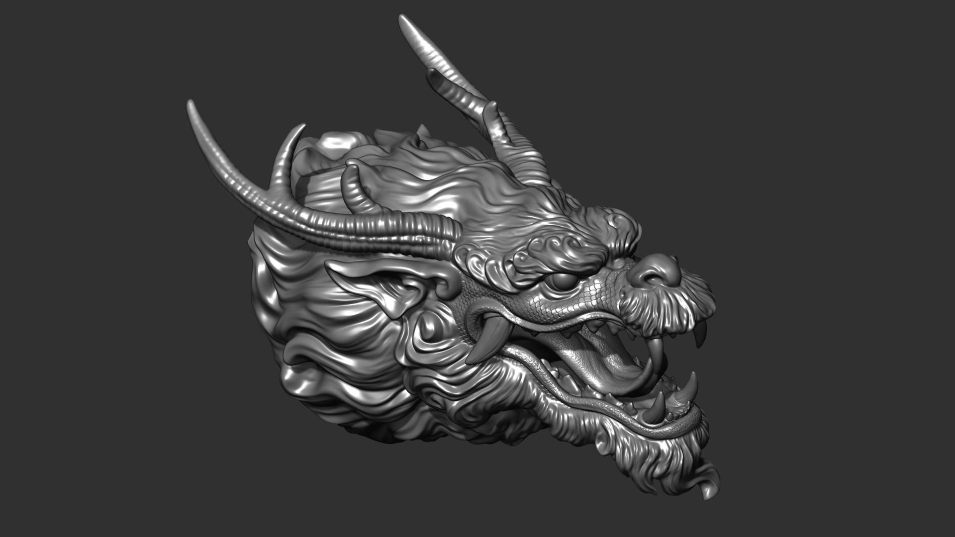 Chinese dragon head 3D print model_6