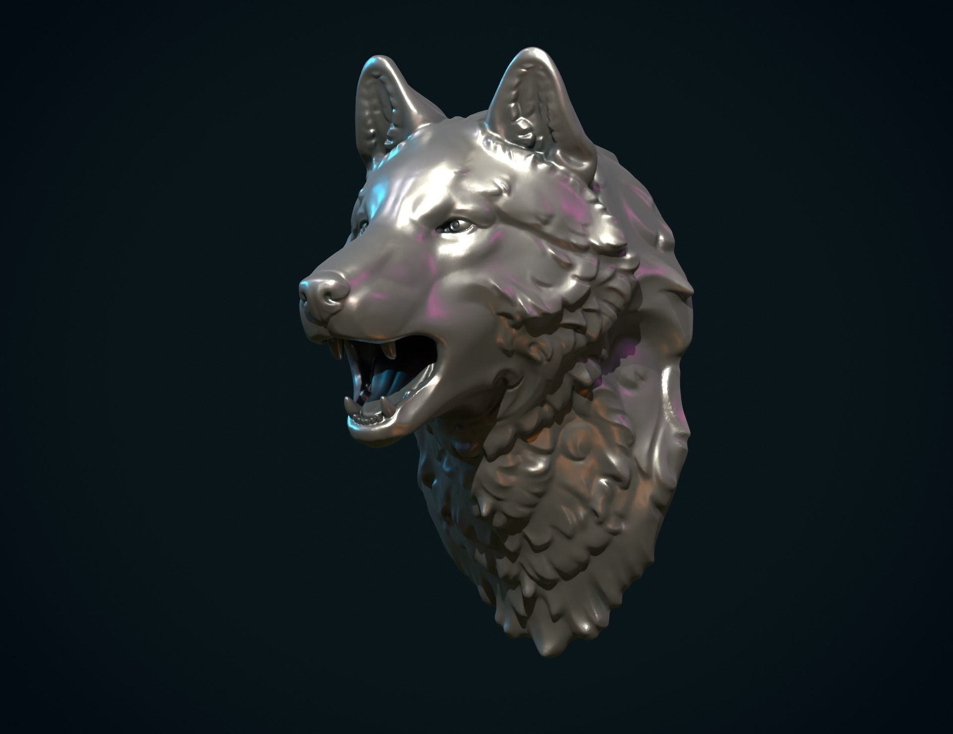 Wolf Head 3D print model_3