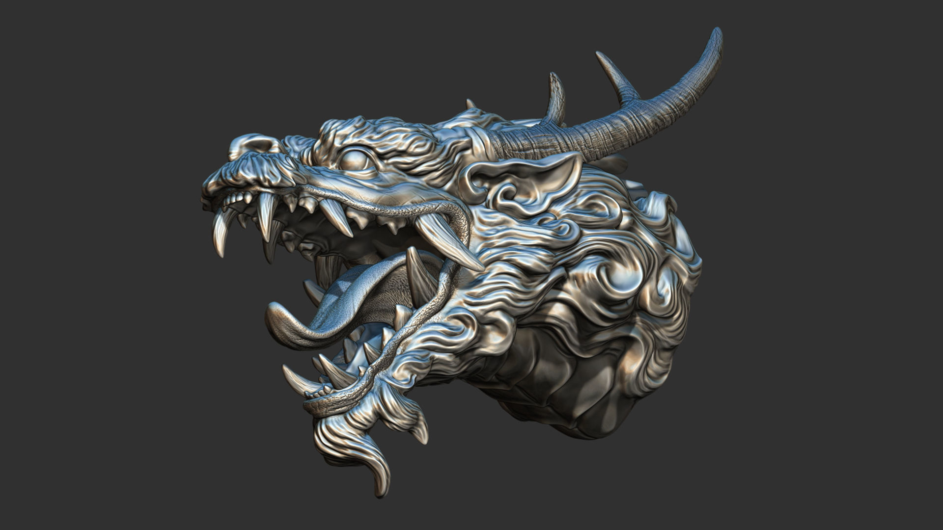 Chinese dragon grin 3D print model_2